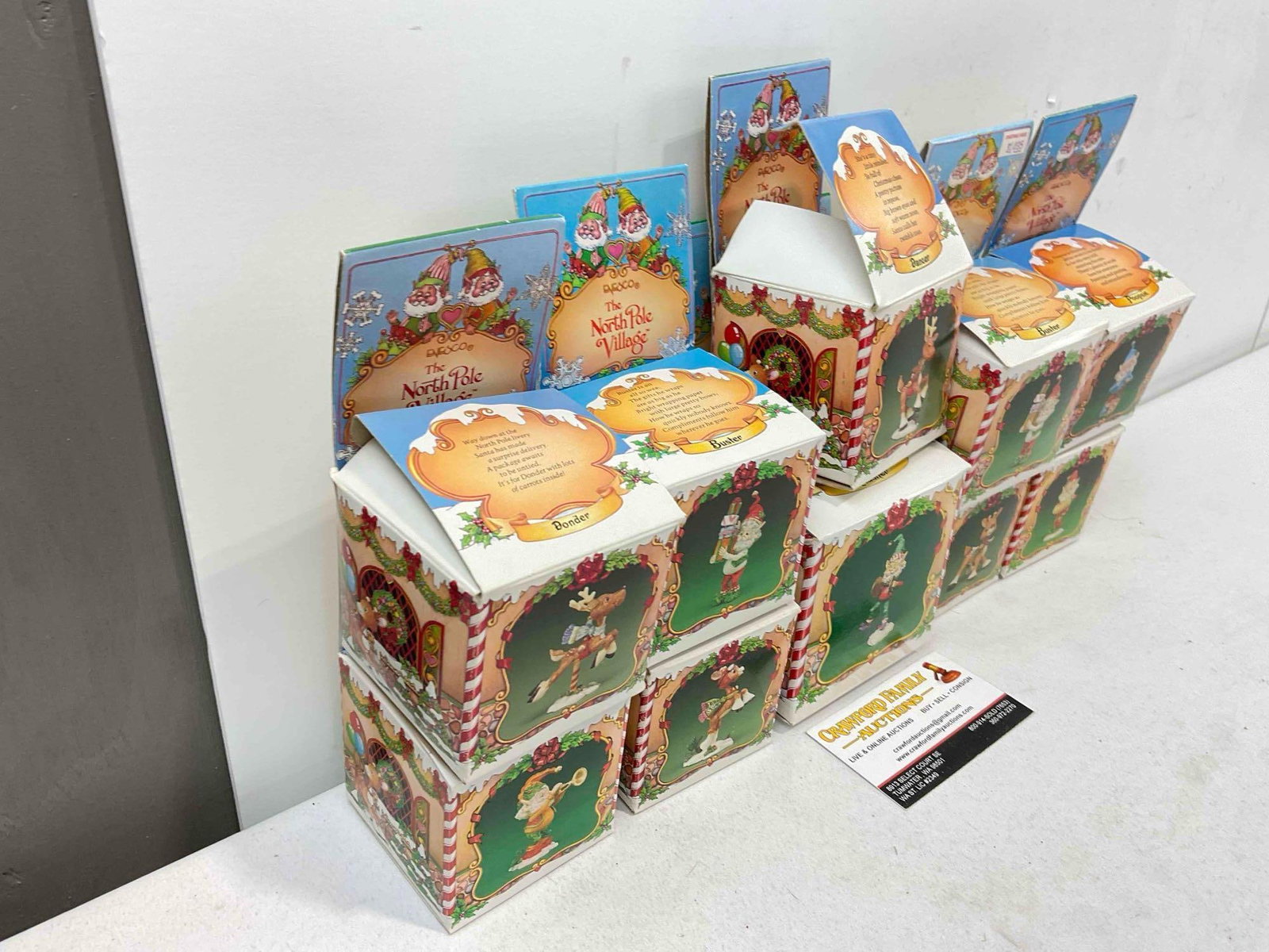 10 pcs Vintage ENESCO Composite The North Pole Village Christmas Decorative Figurines.w/ boxes - 3