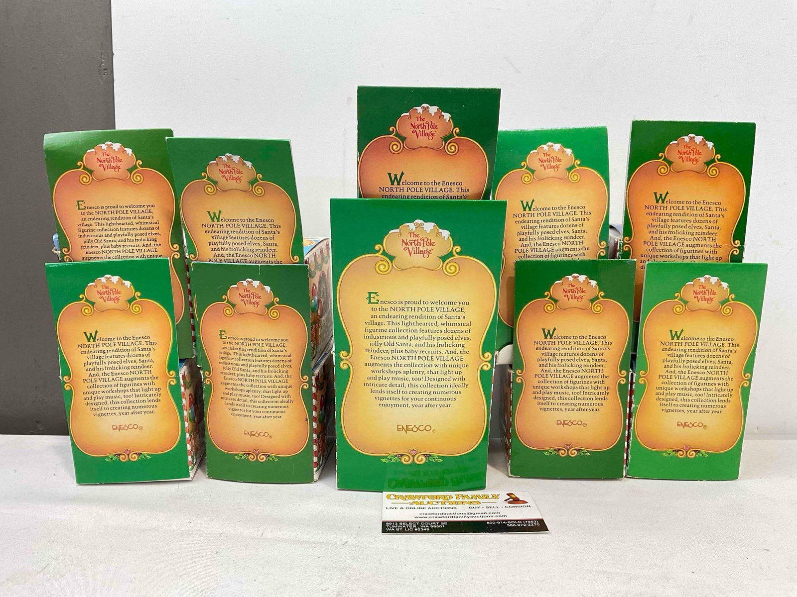 10 pcs Vintage ENESCO Composite The North Pole Village Christmas Decorative Figurines.w/ boxes - 4