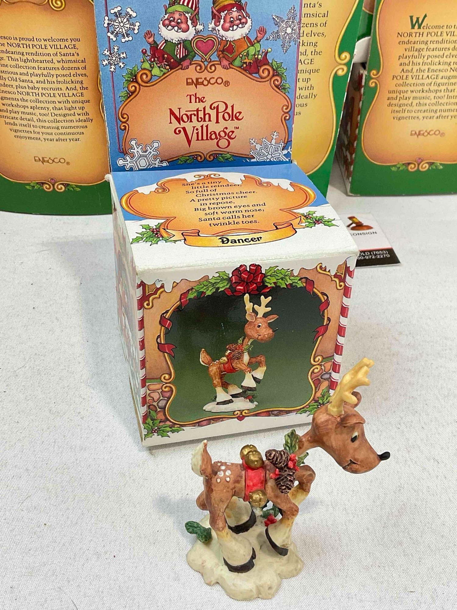 10 pcs Vintage ENESCO Composite The North Pole Village Christmas Decorative Figurines.w/ boxes - 5