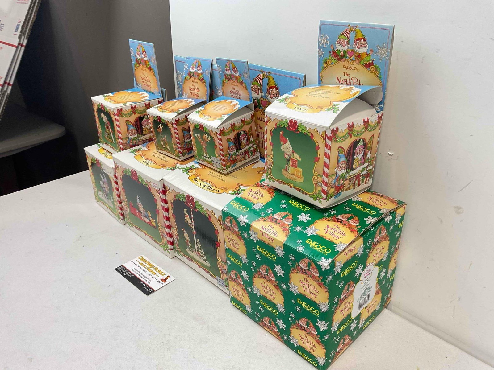 8 pcs Vintage ENESCO Composite The North Pole Village Christmas Decorative Figurines w/ boxes - 2