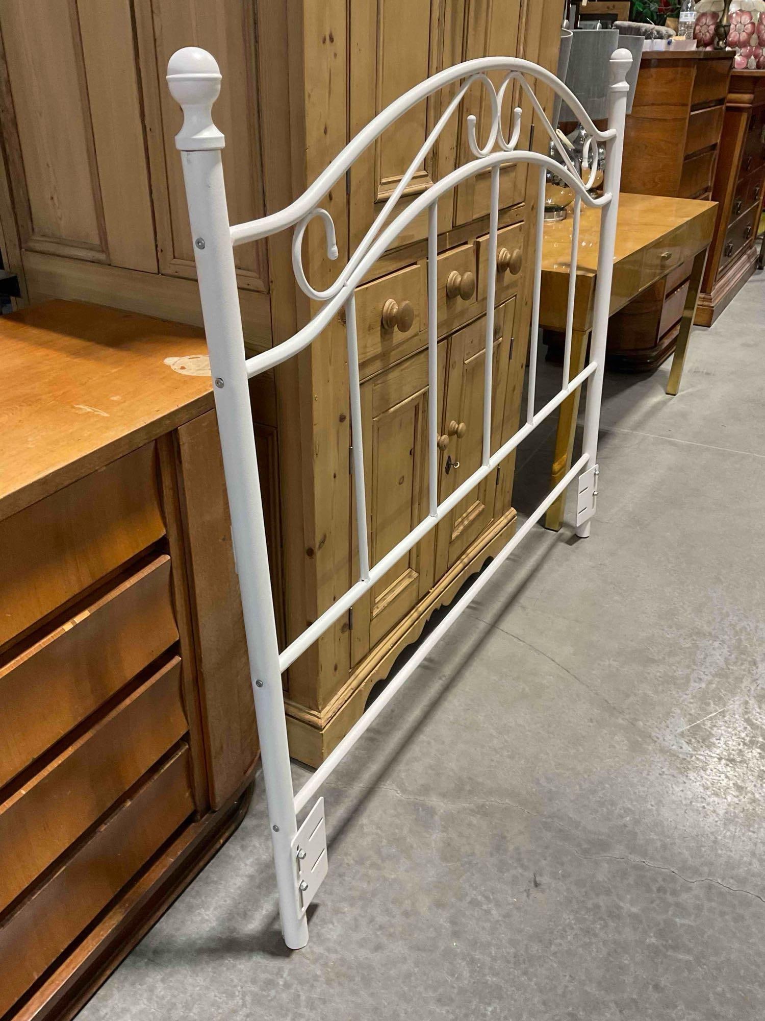 Modern Antique Style White Painted Metal Headboard. See pics. - 2