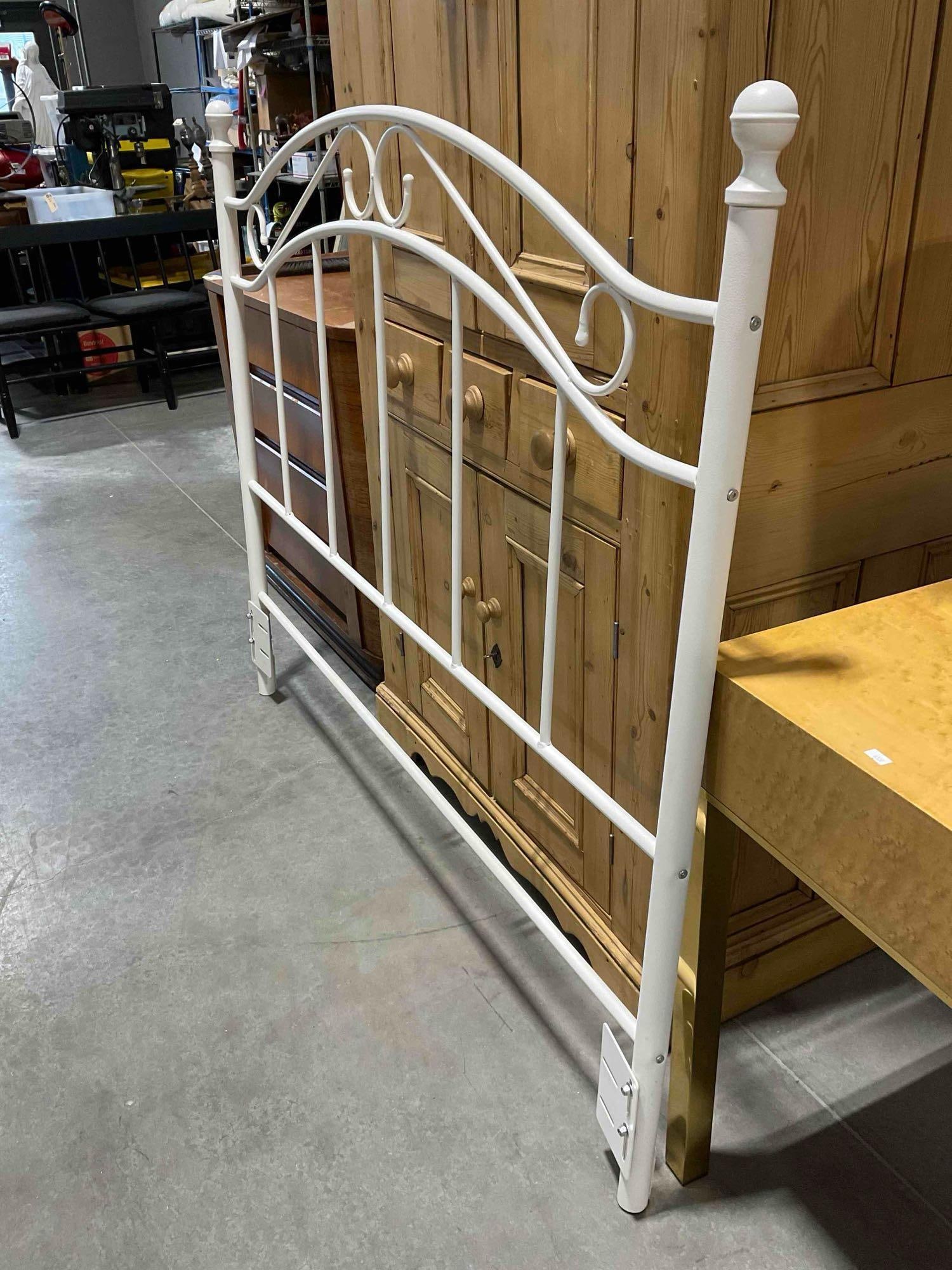 Modern Antique Style White Painted Metal Headboard. See pics. - 3