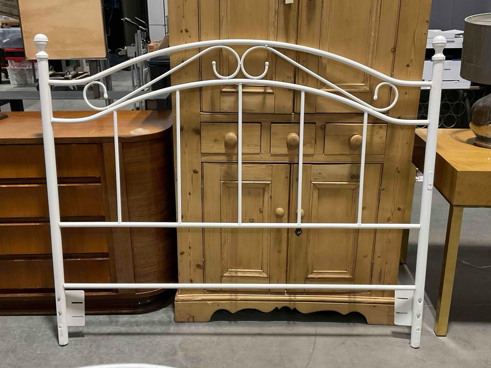 Modern Antique Style White Painted Metal Headboard. See pics. - 5