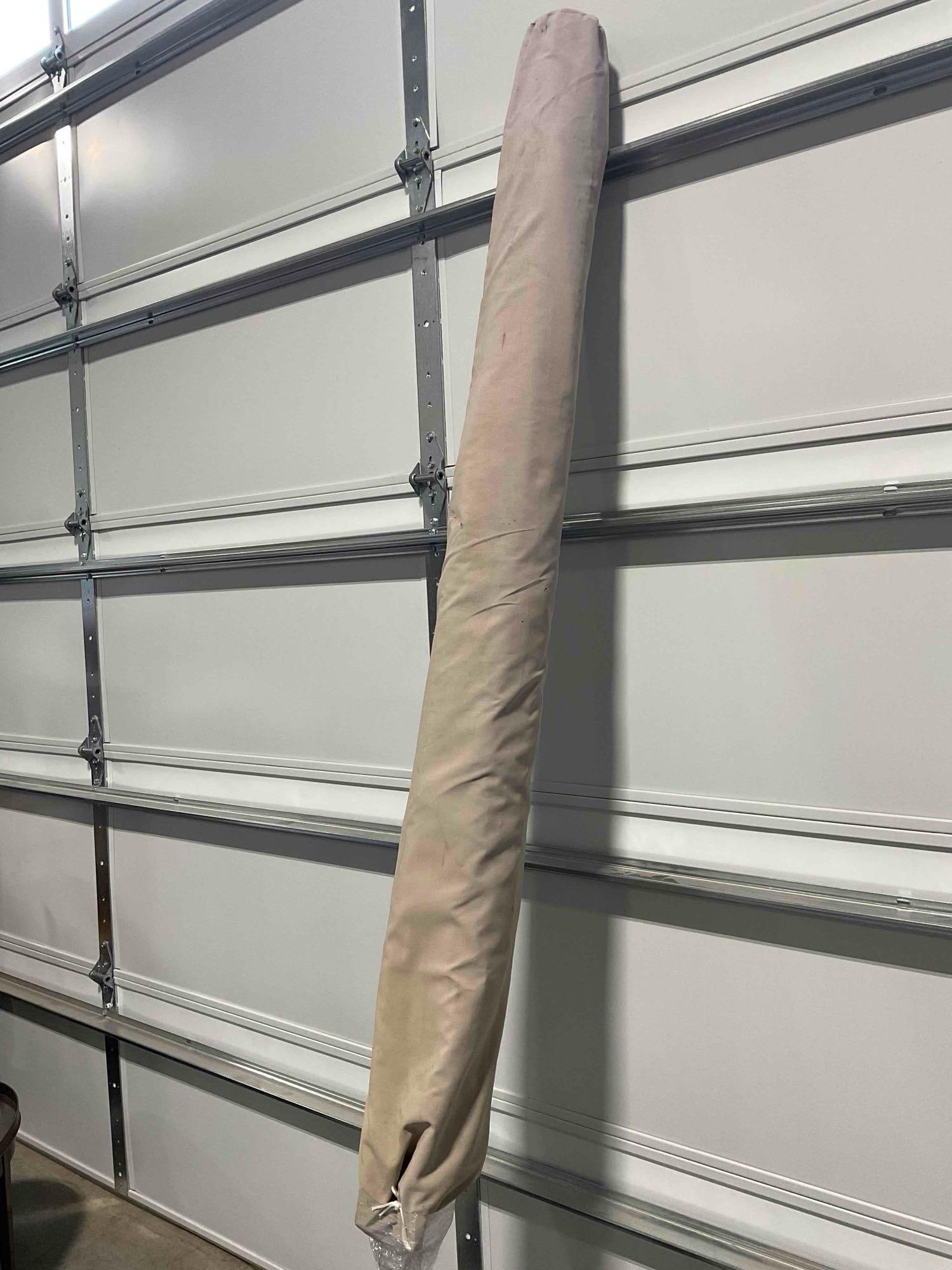 Tan Colored Canvas Patio Umbrella w/ Base. Stands 100" Tall! See pics. - 2