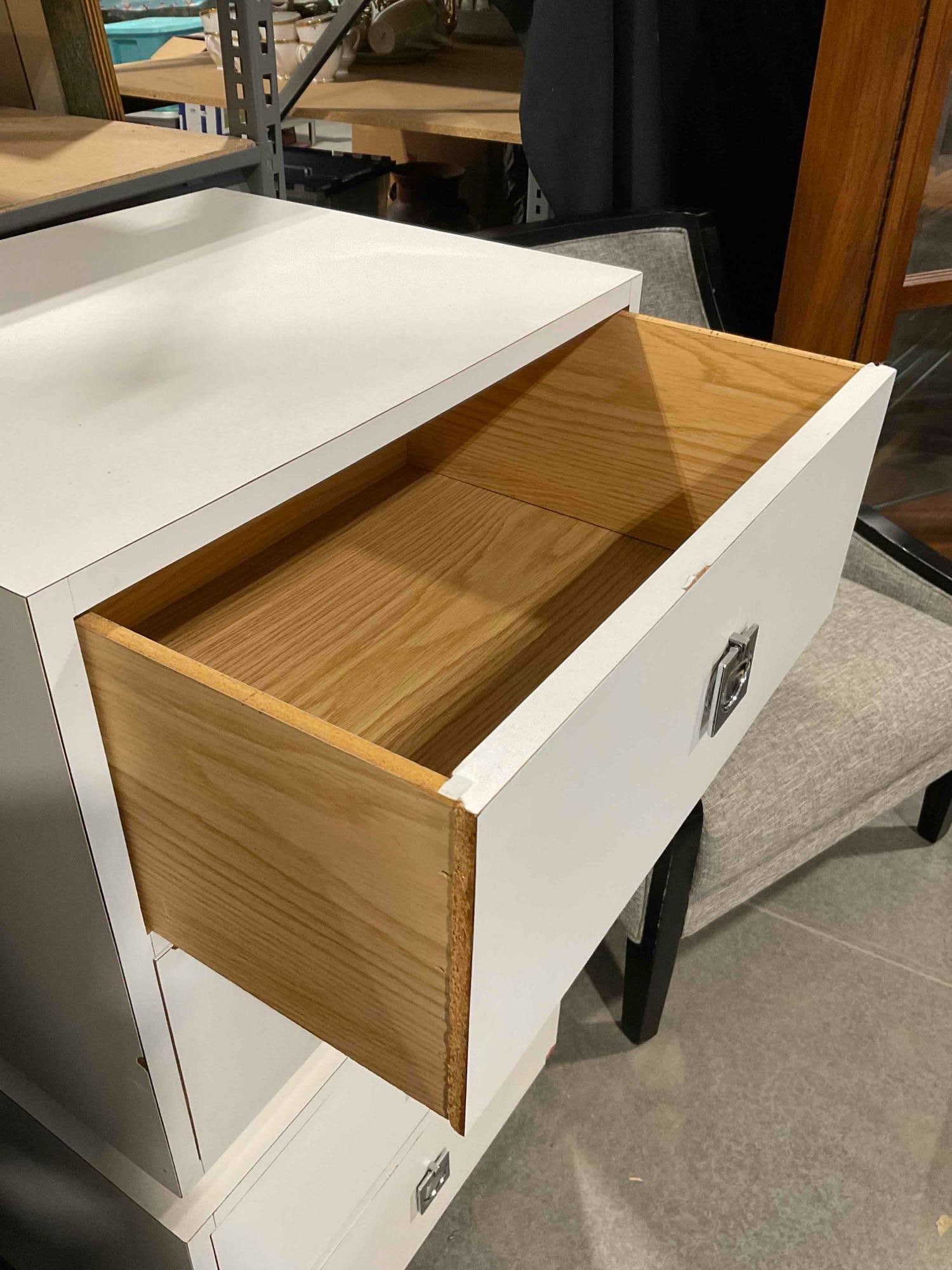 Modern White Painted Wood Nightstands End Tables w/ 2 Drawers. See pics. - 5