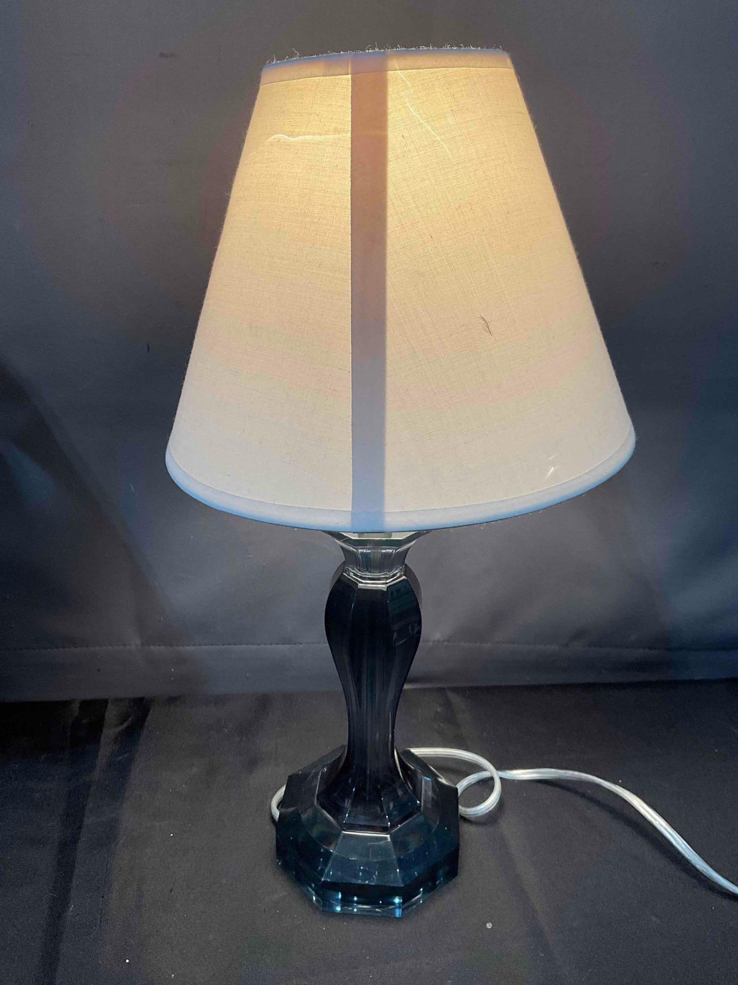 Pair of Modern Table Lamps w/ Smoked Gray Composite Bases & Cream Fabric Shades. Work. - 3