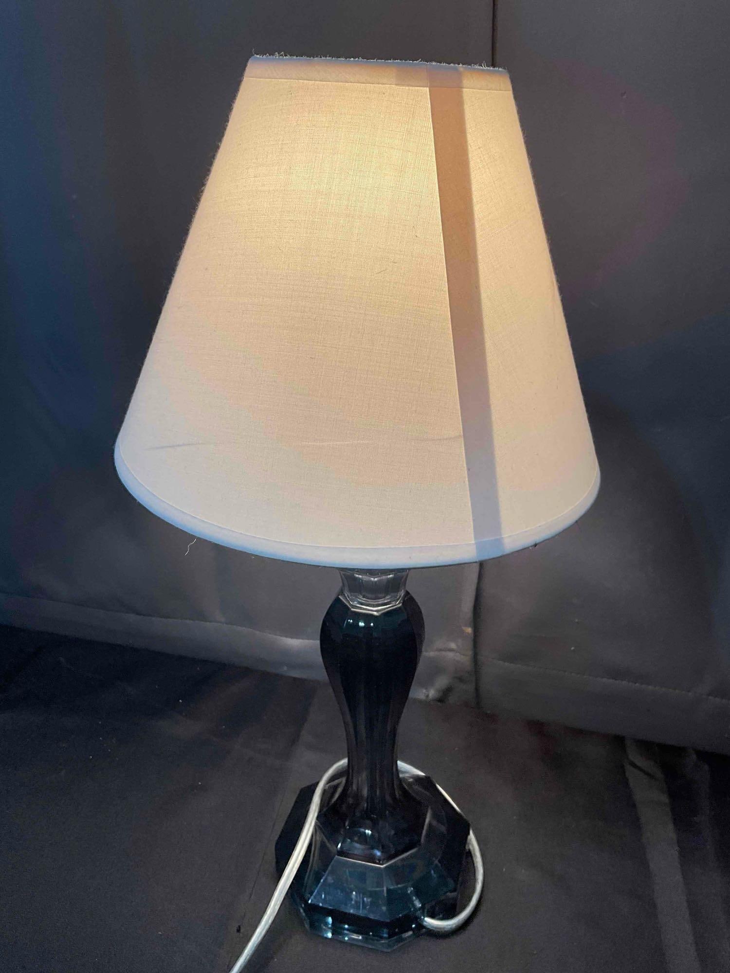 Pair of Modern Table Lamps w/ Smoked Gray Composite Bases & Cream Fabric Shades. Work. - 5