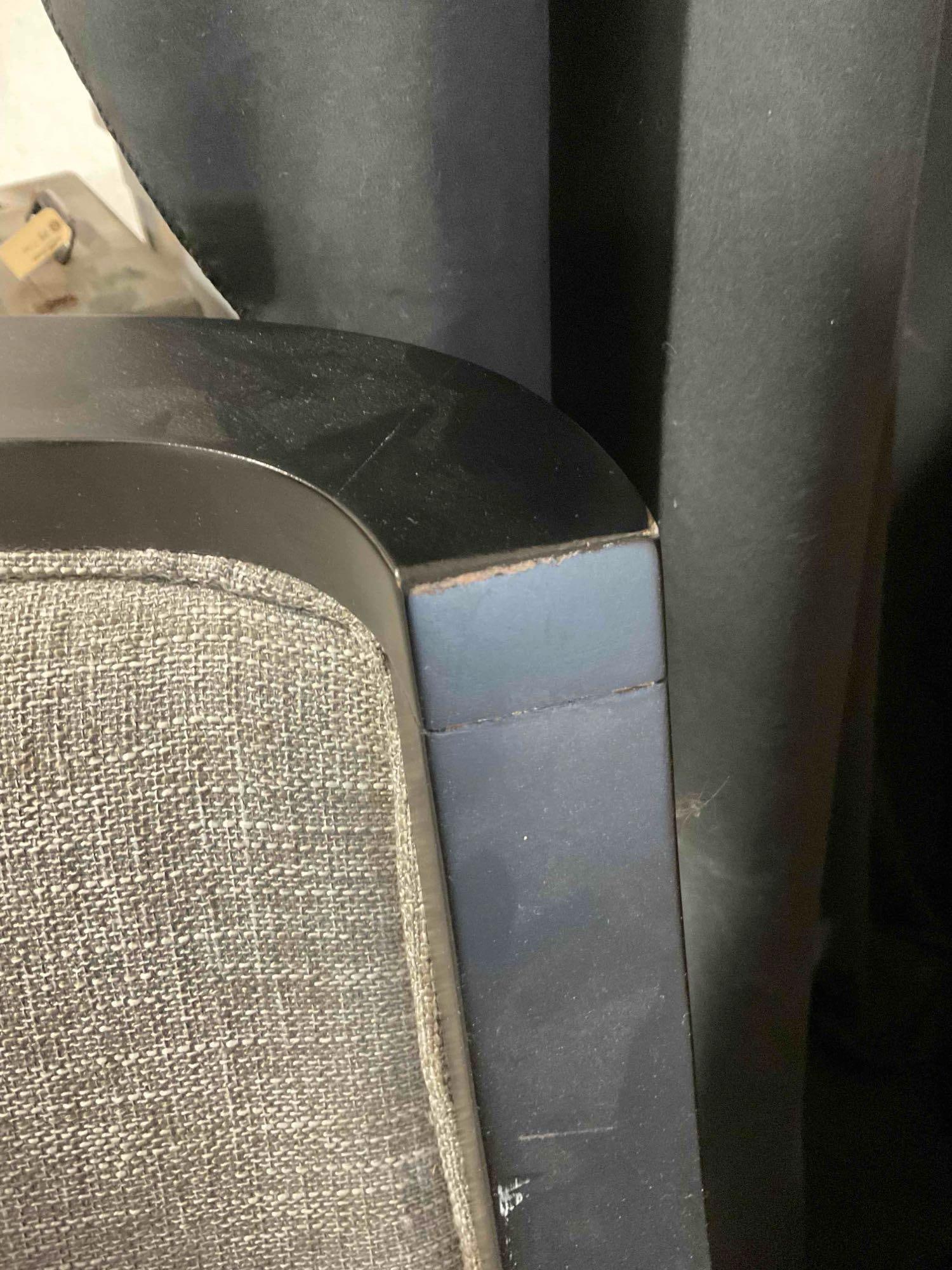 Modern Black Painted Wooden Accent Chair w/ Heathered Gray Fabric Upholstery. See pics. - 5