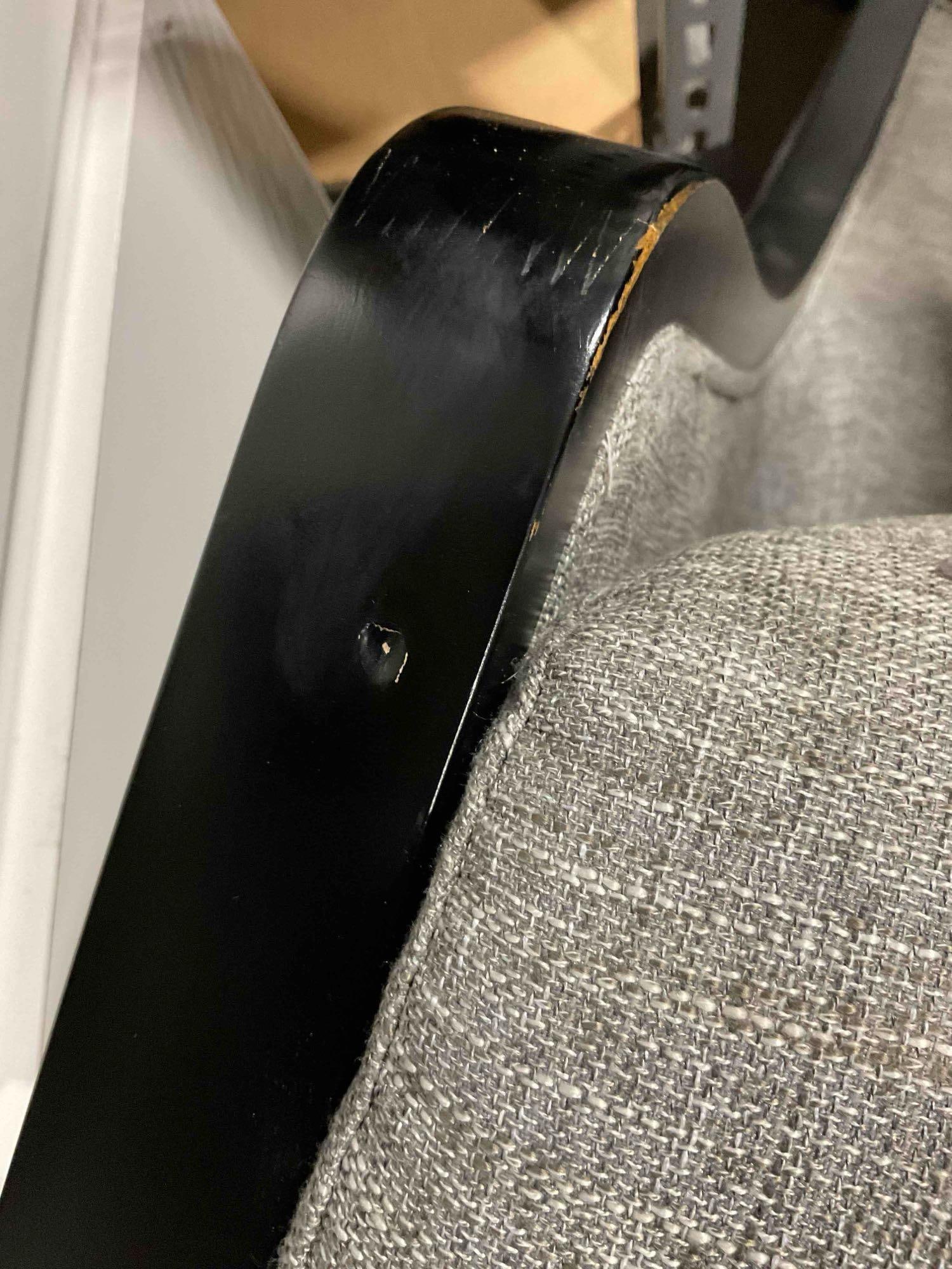 Modern Black Painted Wooden Accent Chair w/ Heathered Gray Fabric Upholstery. See pics. - 7