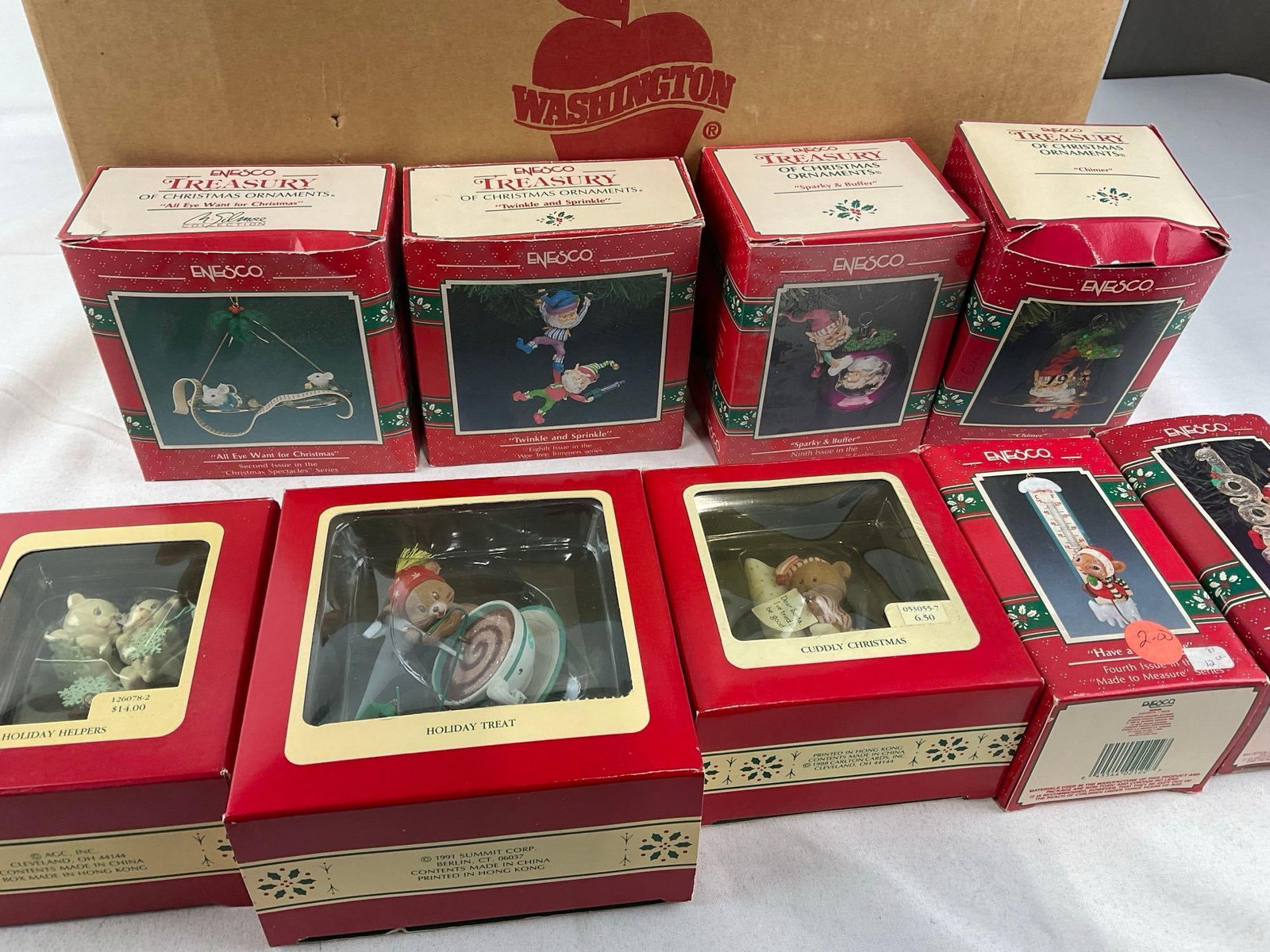 20+ Enesco Christmas Ornaments in box, Elves, Santa, Cuddly Bears & more - 2