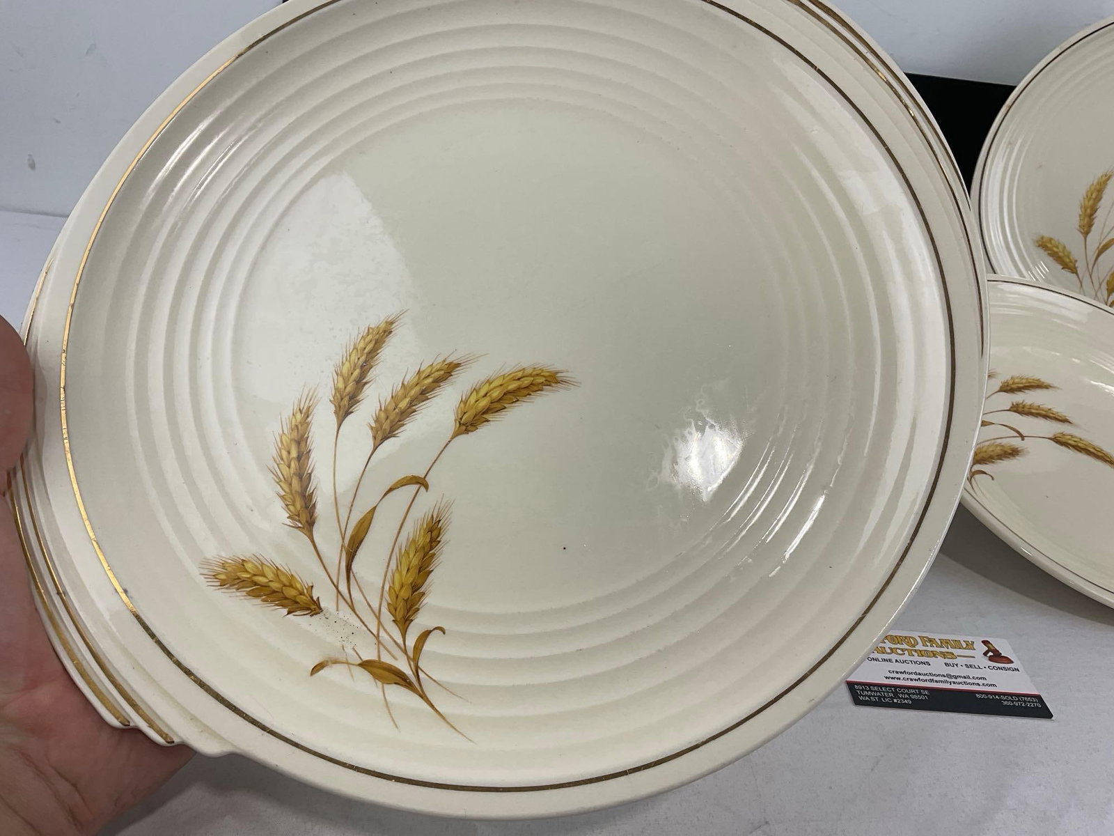 Edwin Knowles China Yorktown Shape, Dinner Plate, 2x Lunch Plates, & Salad Plate, Wheat Pattern - 2