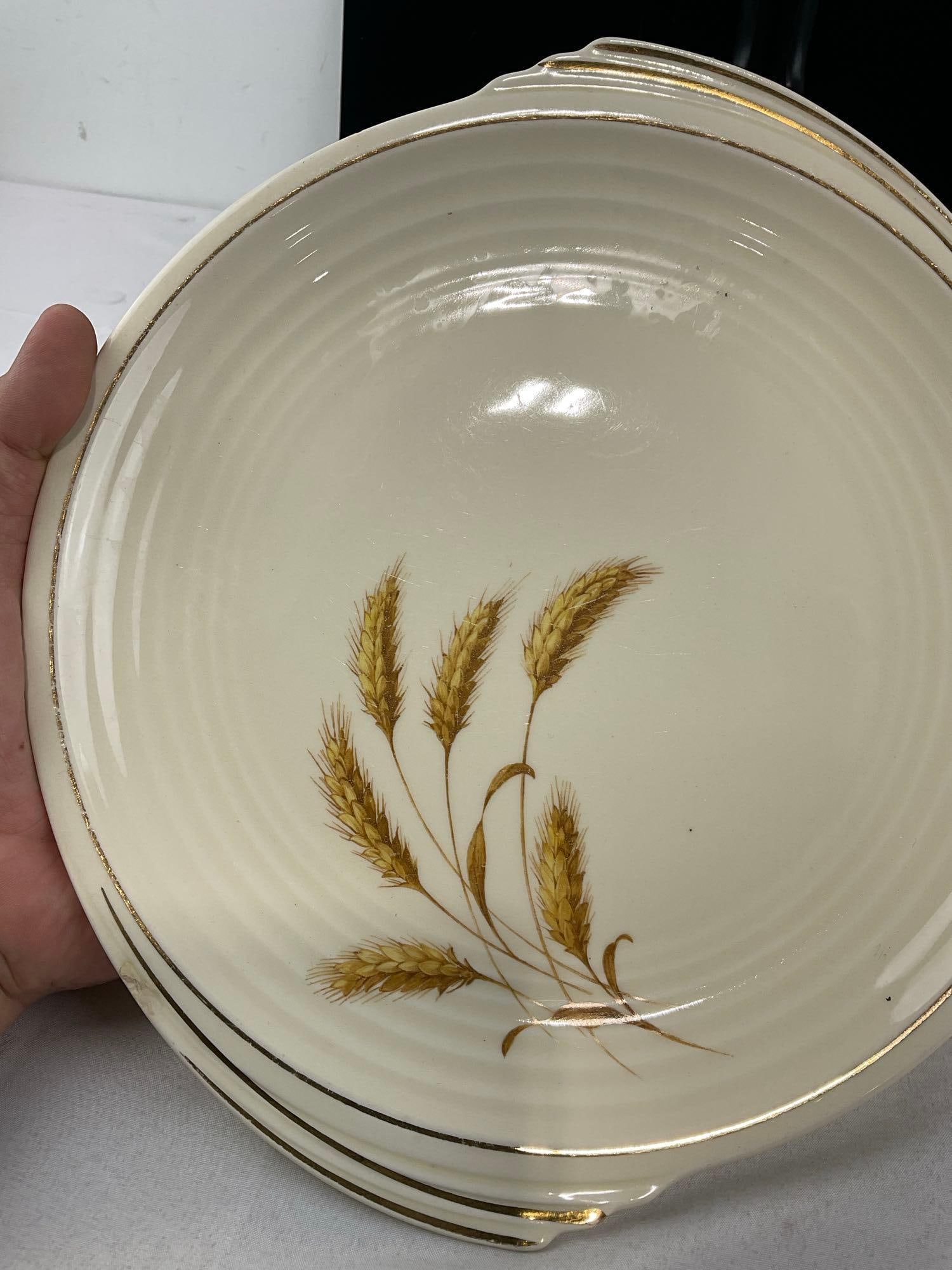 Edwin Knowles China Yorktown Shape, Dinner Plate, 2x Lunch Plates, & Salad Plate, Wheat Pattern - 4