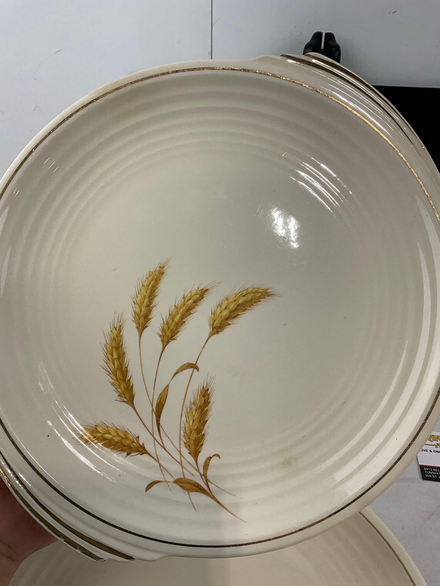 Edwin Knowles China Yorktown Shape, Dinner Plate, 2x Lunch Plates, & Salad Plate, Wheat Pattern - 5