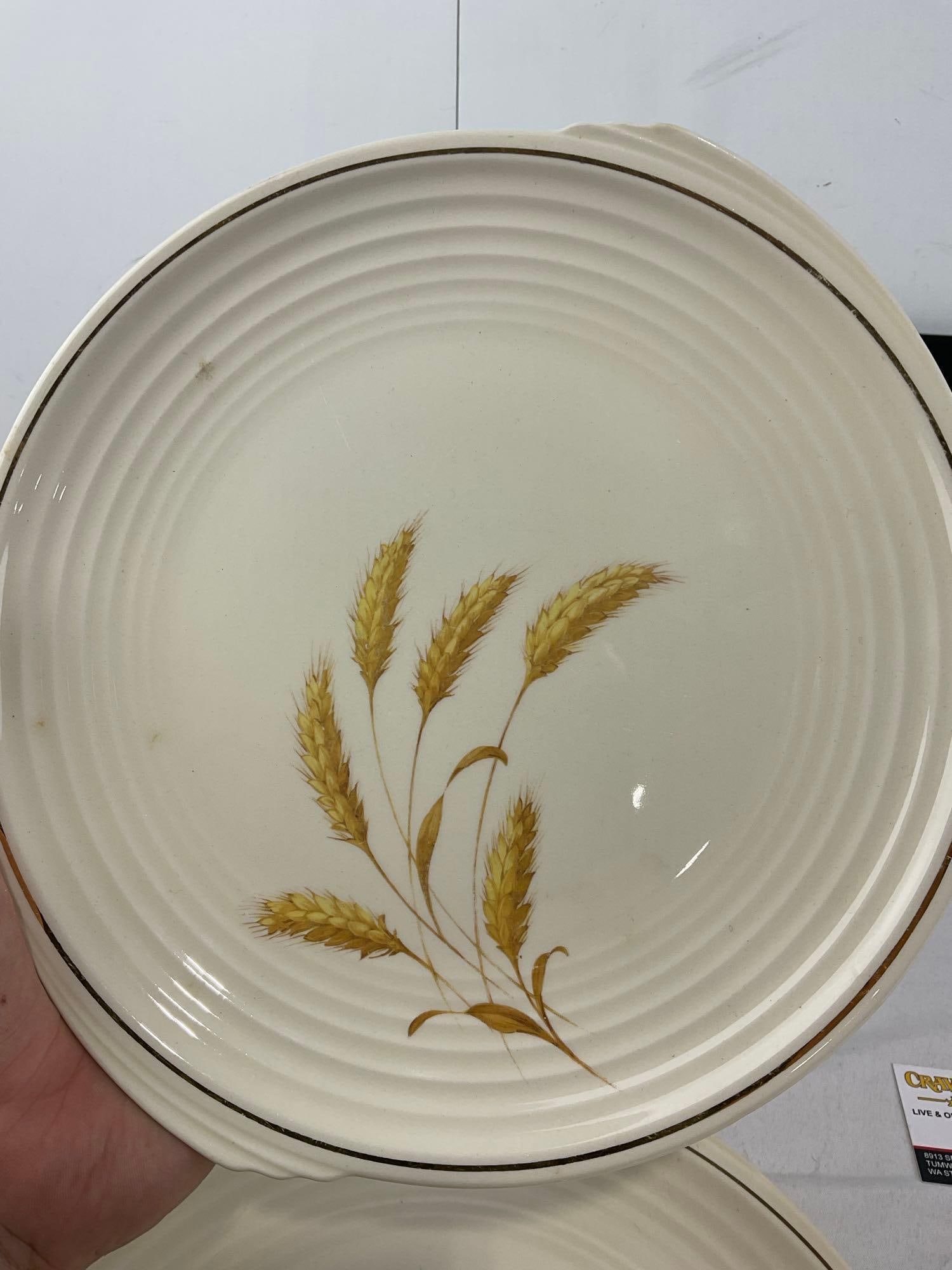 Edwin Knowles China Yorktown Shape, Dinner Plate, 2x Lunch Plates, & Salad Plate, Wheat Pattern - 6