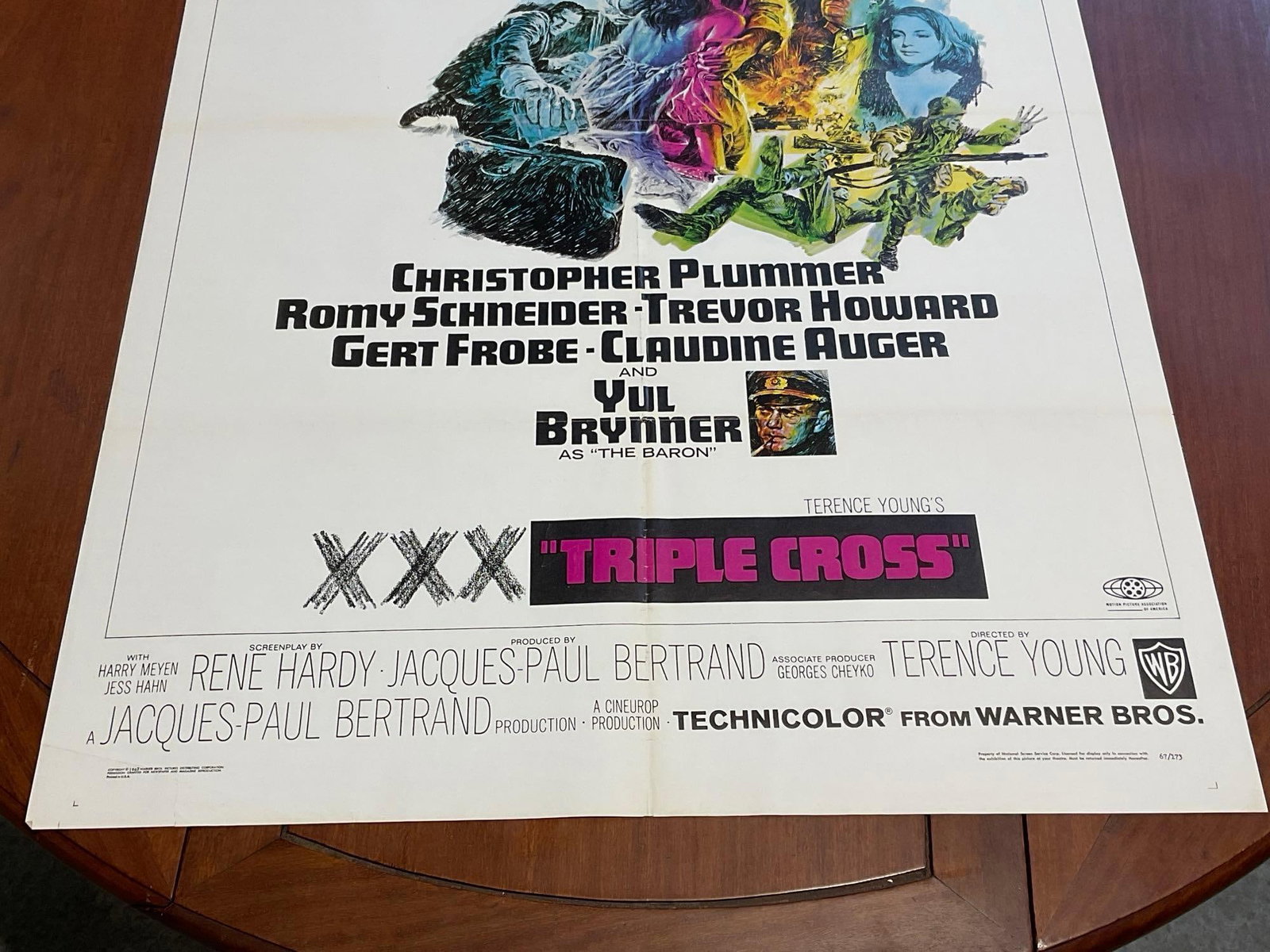 Vintage One Sheet Movie Poster, Terence Youngs 1983 Triple Cross, Christopher Plummer & Yul Brenner - 3
