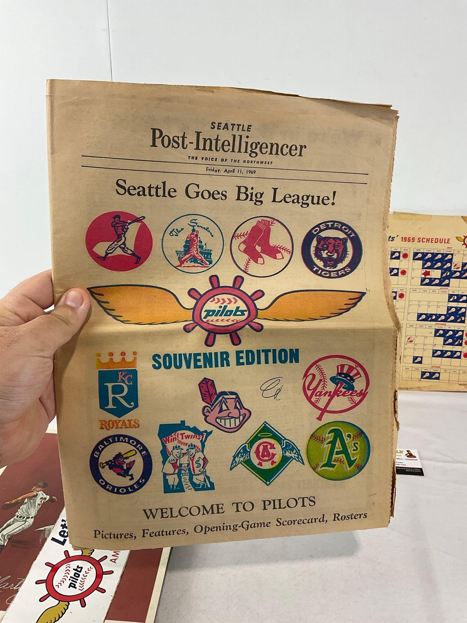 Vintage 1960s Seattle Pilots Scorebooks, Schedule, Yearbook, Framed Photo, Post-Intelligencer Pap... - 10