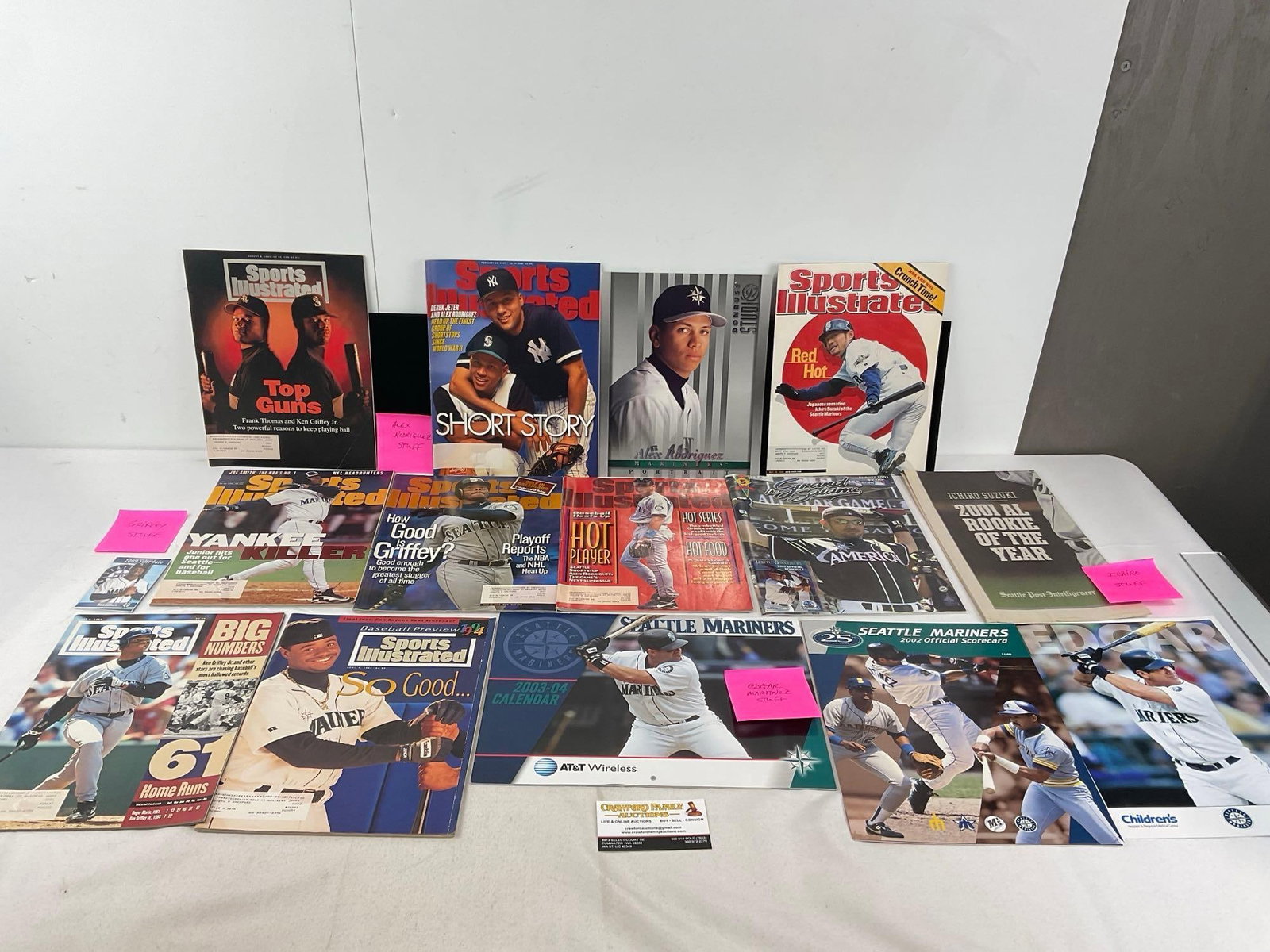 Variety of Seattle Mariners Magazine on Covers, Sports Illus. w/Ichiro, Griffey, Edgar, A-Rod & m...: These sports lots are from a single consignor sports collection, including memorabilia hand sign in person at training camps & events by the consignor & and his father. Please see description