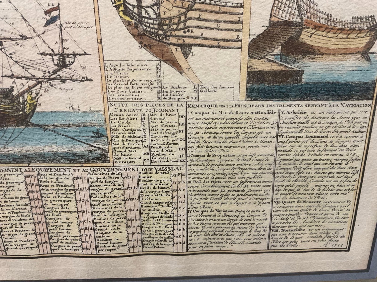 Print of an Antique Maritime Chart, New Chart for Acquiring Knowledge of Maritime Matters, 30x33 - 5