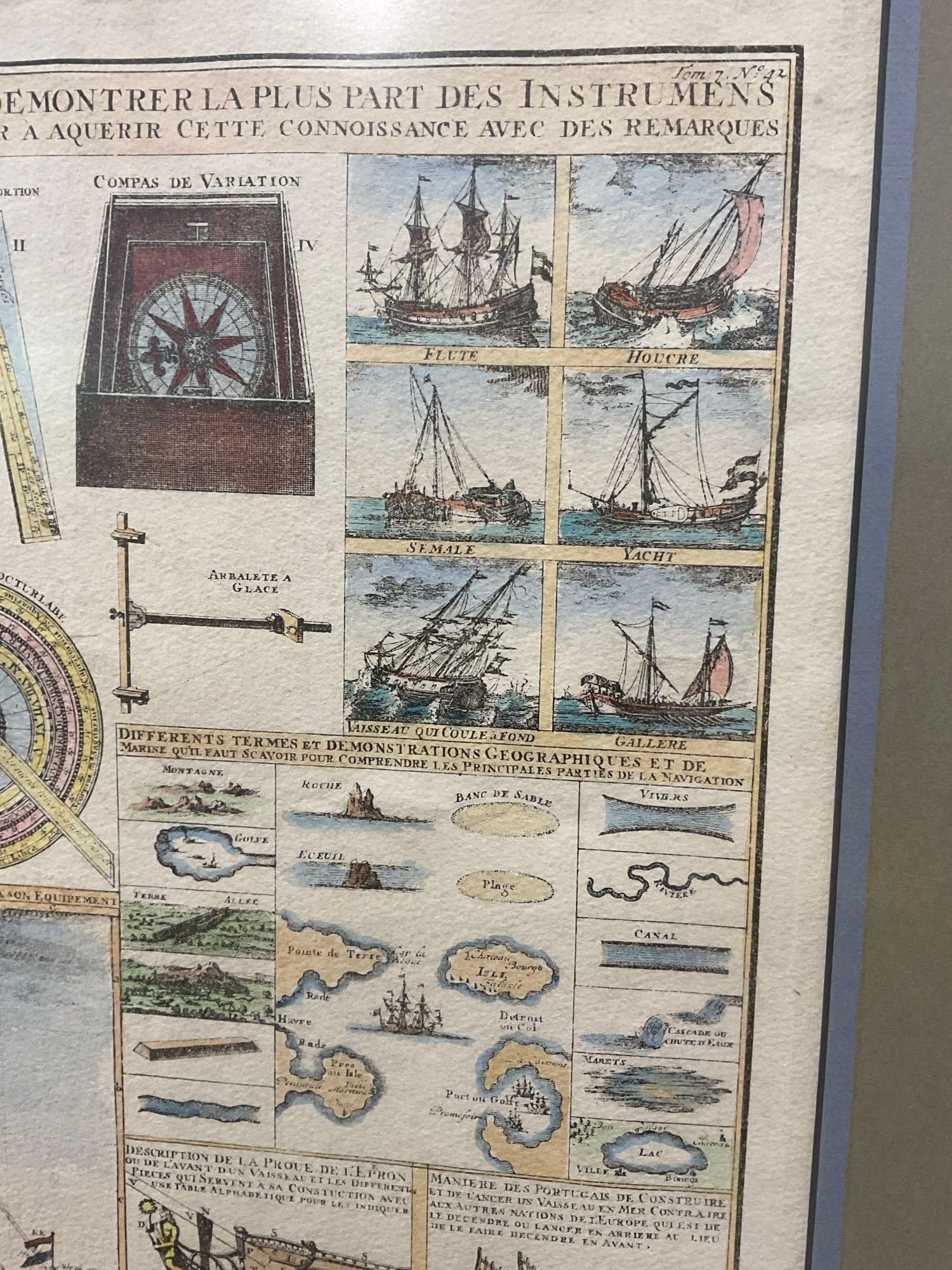 Print of an Antique Maritime Chart, New Chart for Acquiring Knowledge of Maritime Matters, 30x33 - 6