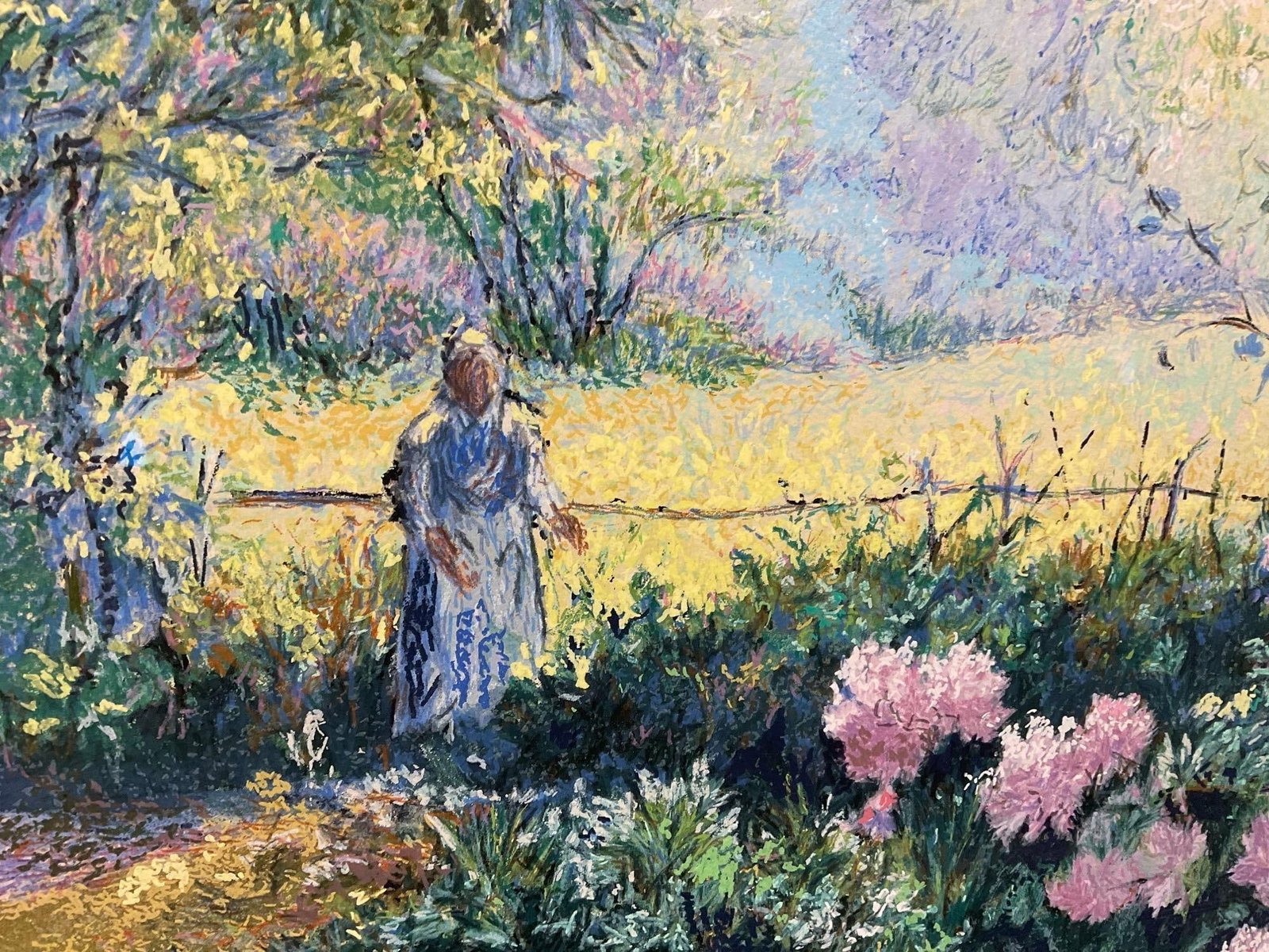 Framed Signed & #d 220/425 Litho titled Les Rhododendrons by Famous Claude Pissarro, 35x43 inches - 3