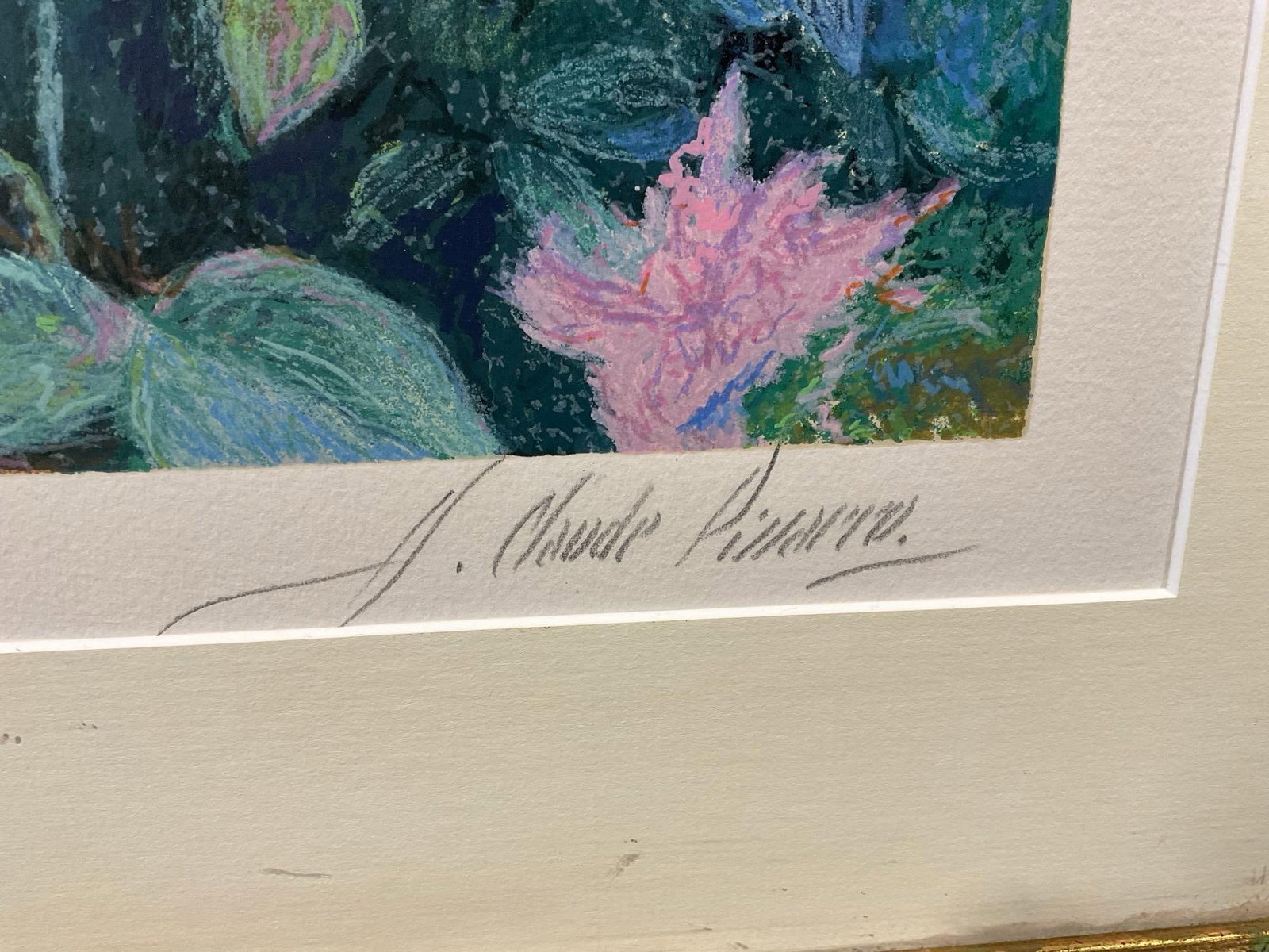 Framed Signed & #d 220/425 Litho titled Les Rhododendrons by Famous Claude Pissarro, 35x43 inches - 6
