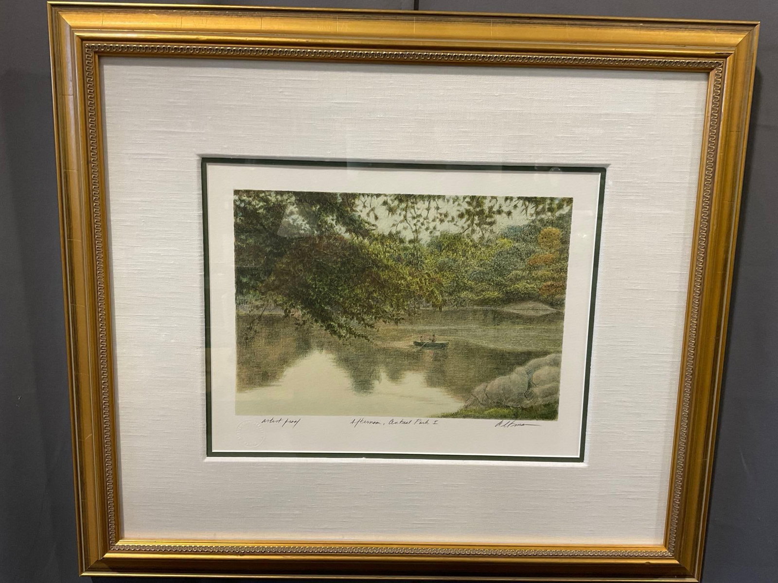Framed Signed & Artist Proof Litho titled Afternoon Central Park I, by Harold Altman, 24x27 inches (1 of 8)