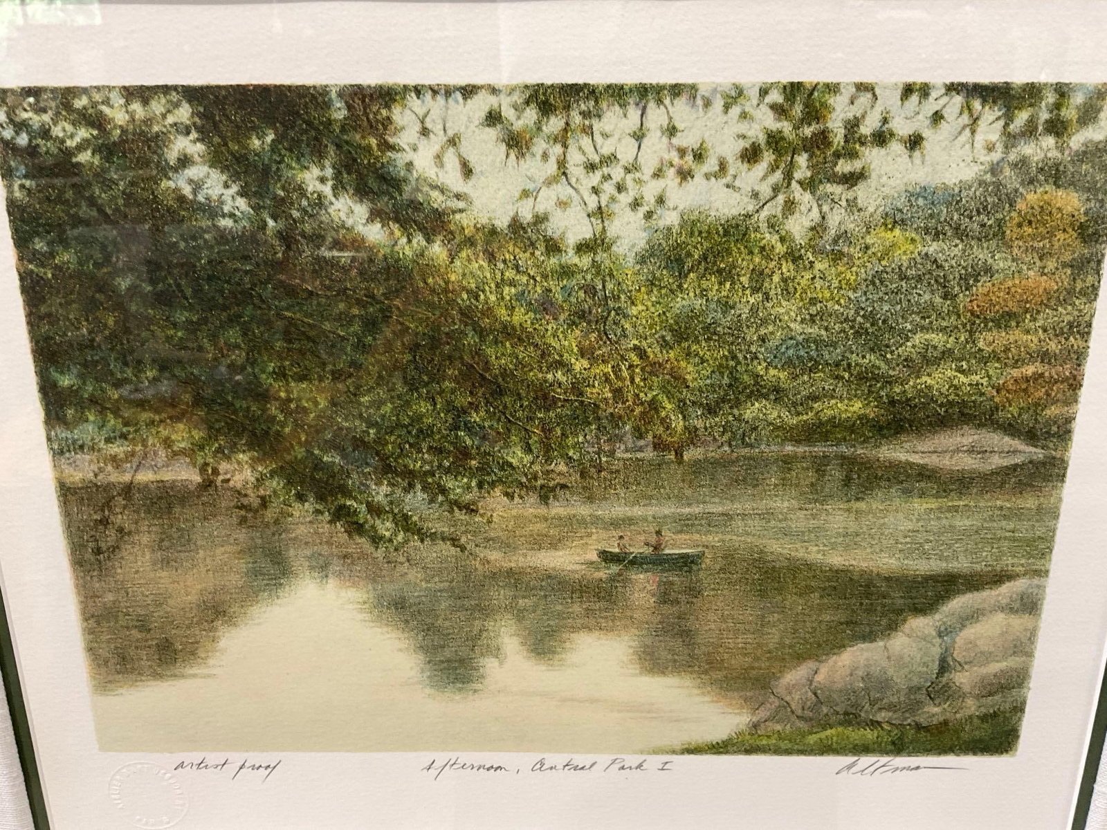 Framed Signed & Artist Proof Litho titled Afternoon Central Park I, by Harold Altman, 24x27 inches - 6