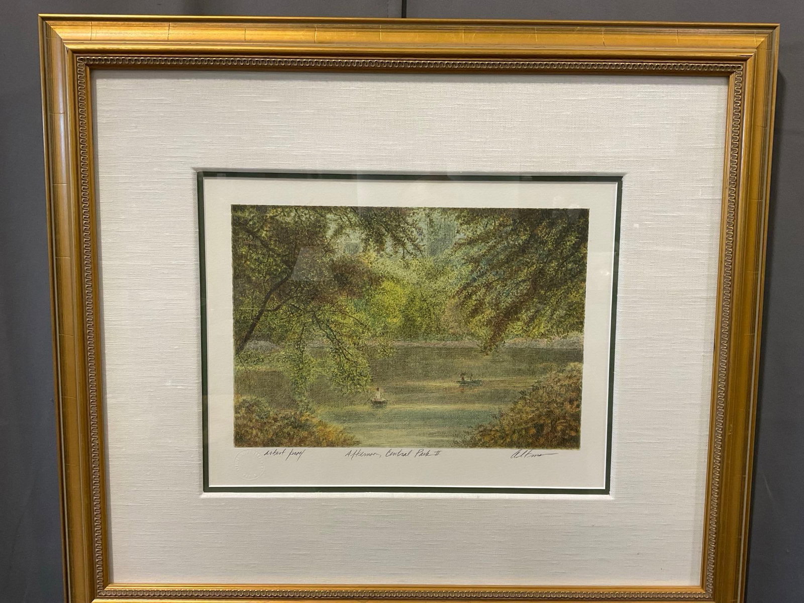 Framed Signed & Artist Proof Litho titled Afternoon Central Park II, by Harold Altman, 24x27 inches (1 of 7)