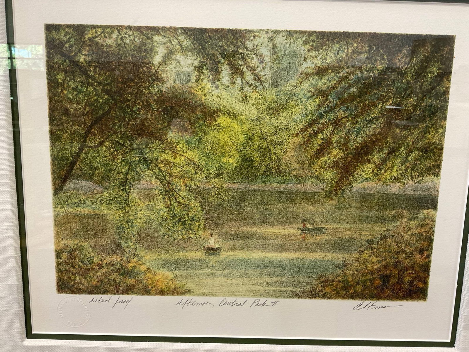 Framed Signed & Artist Proof Litho titled Afternoon Central Park II, by Harold Altman, 24x27 inches - 2