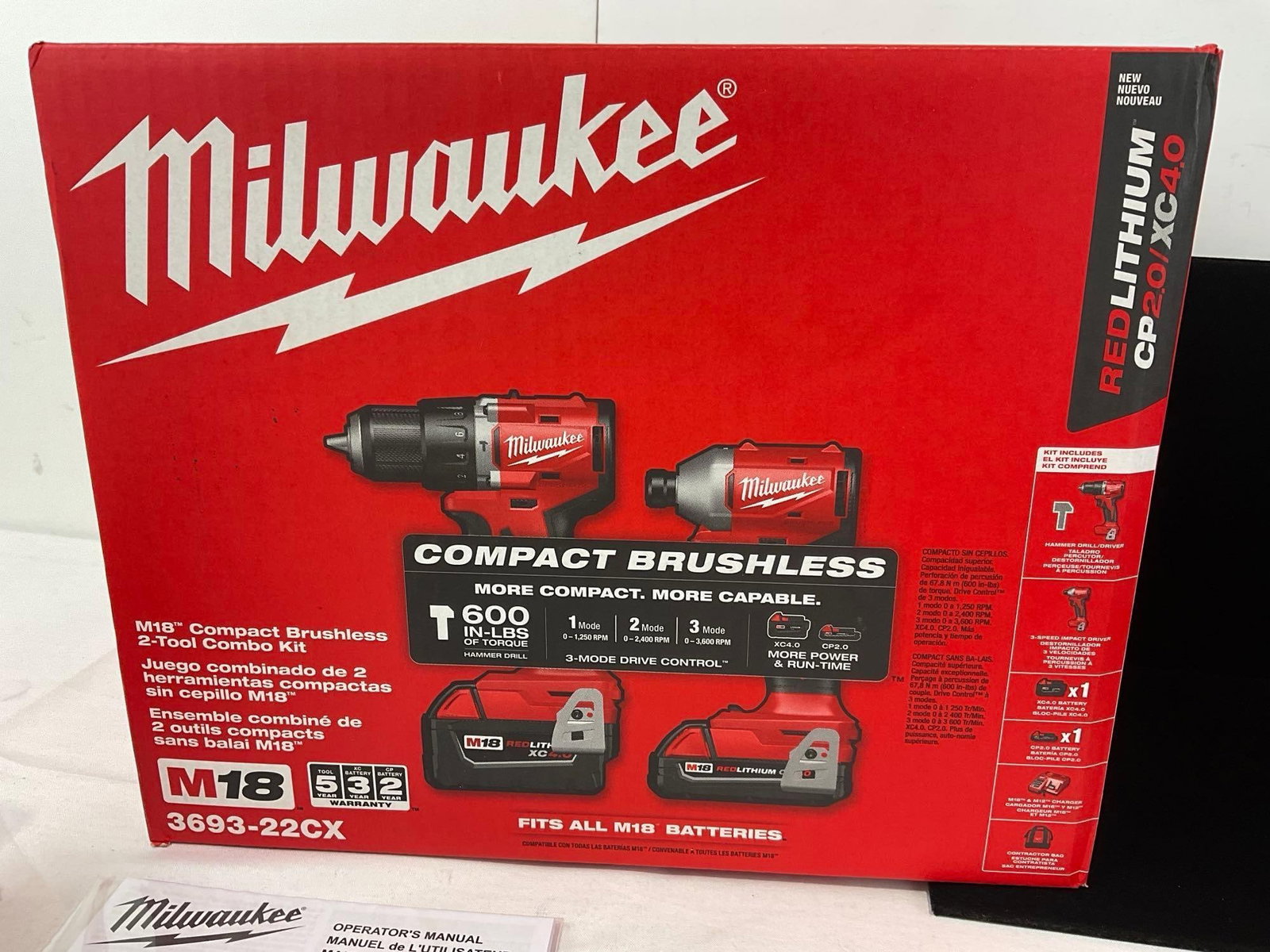 Milwaukee M18 3693-22CX Brushless Hammer Drill / Impact Combo Kit, w/case, NIB - 6