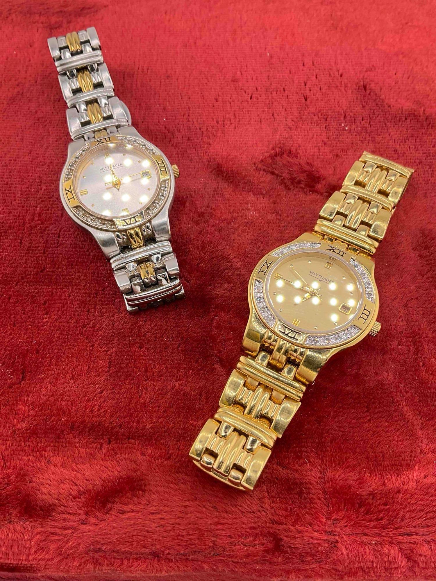 2 x Vintage Wittnauer Women's swiss Made watches w/ Diamond accents 12R11 & 12R12: c-6230 Watches are sold as is needs batteries