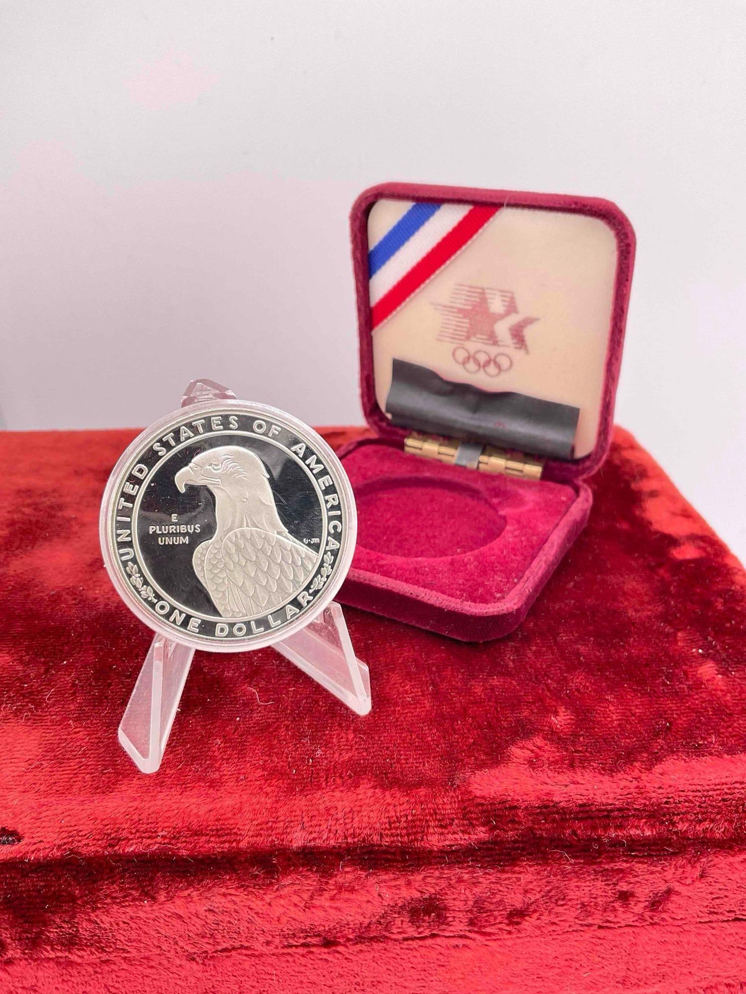 1983 US mint Sterling Silver XXIII Olympic Commemorative Dollar coin in OG Presentation box: c-6620