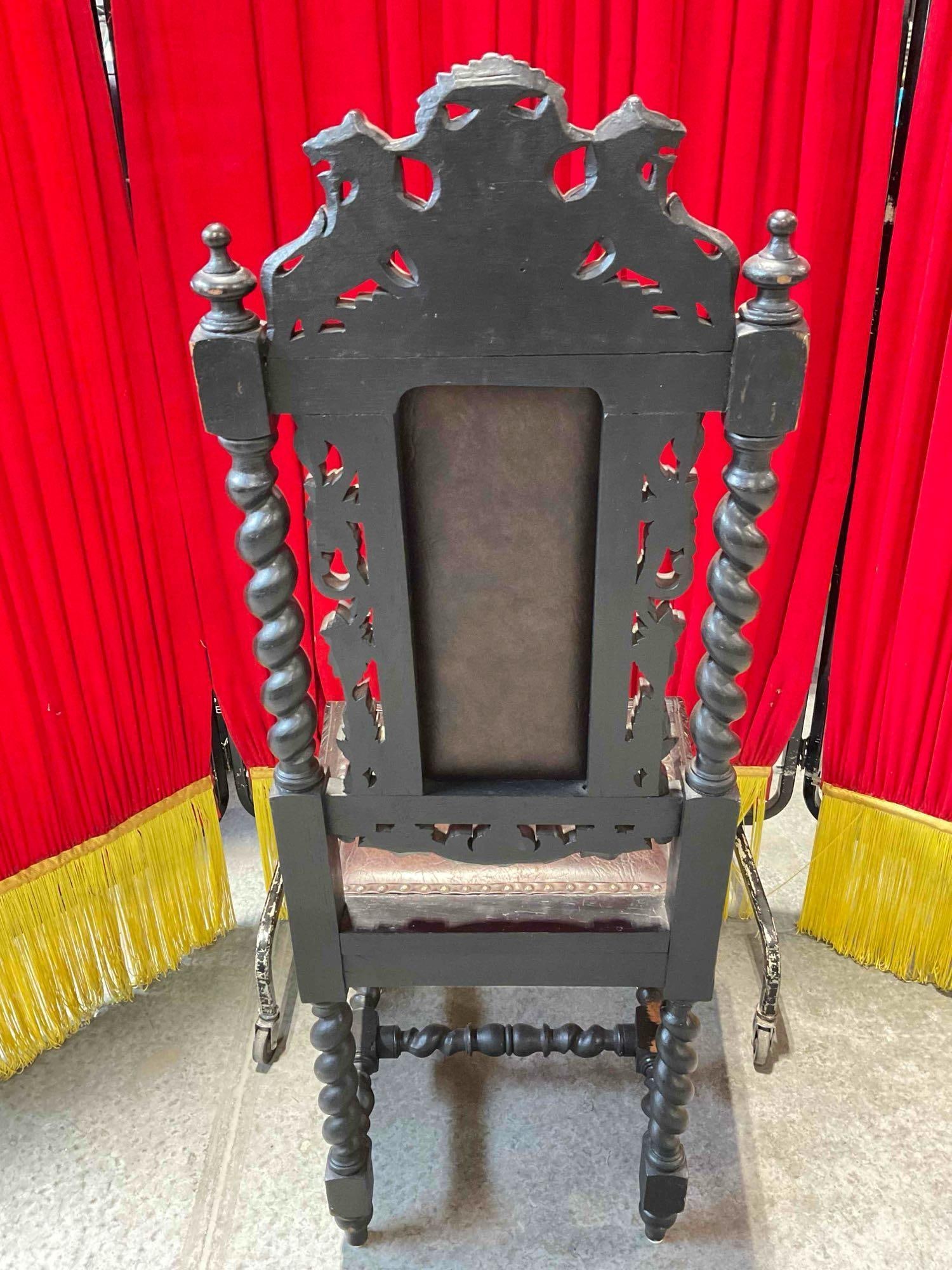 Antique 18/19th Cent.European Renaissance, Boroque Ornately Carved Dark Wood Chair w/ Lion Details. - 8