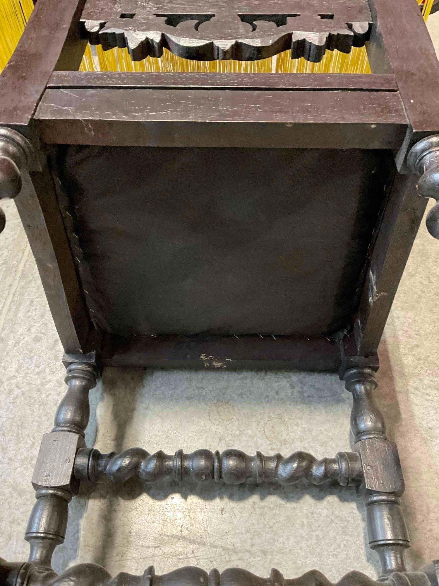 Antique 18/19th Cent.European Renaissance, Boroque Ornately Carved Dark Wood Chair w/ Lion Details. - 9