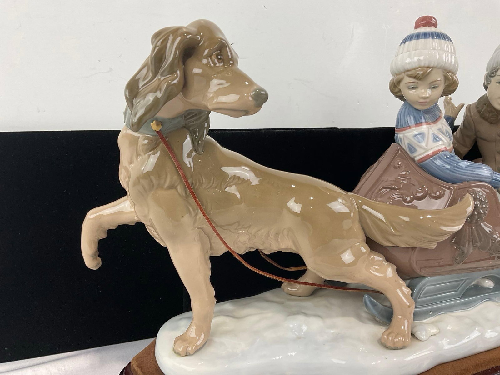 LLADRO 5037 Retired Sleigh Ride Glazed Porcelain Figurine, w/box, 10h x 19w x 6d inches - 2