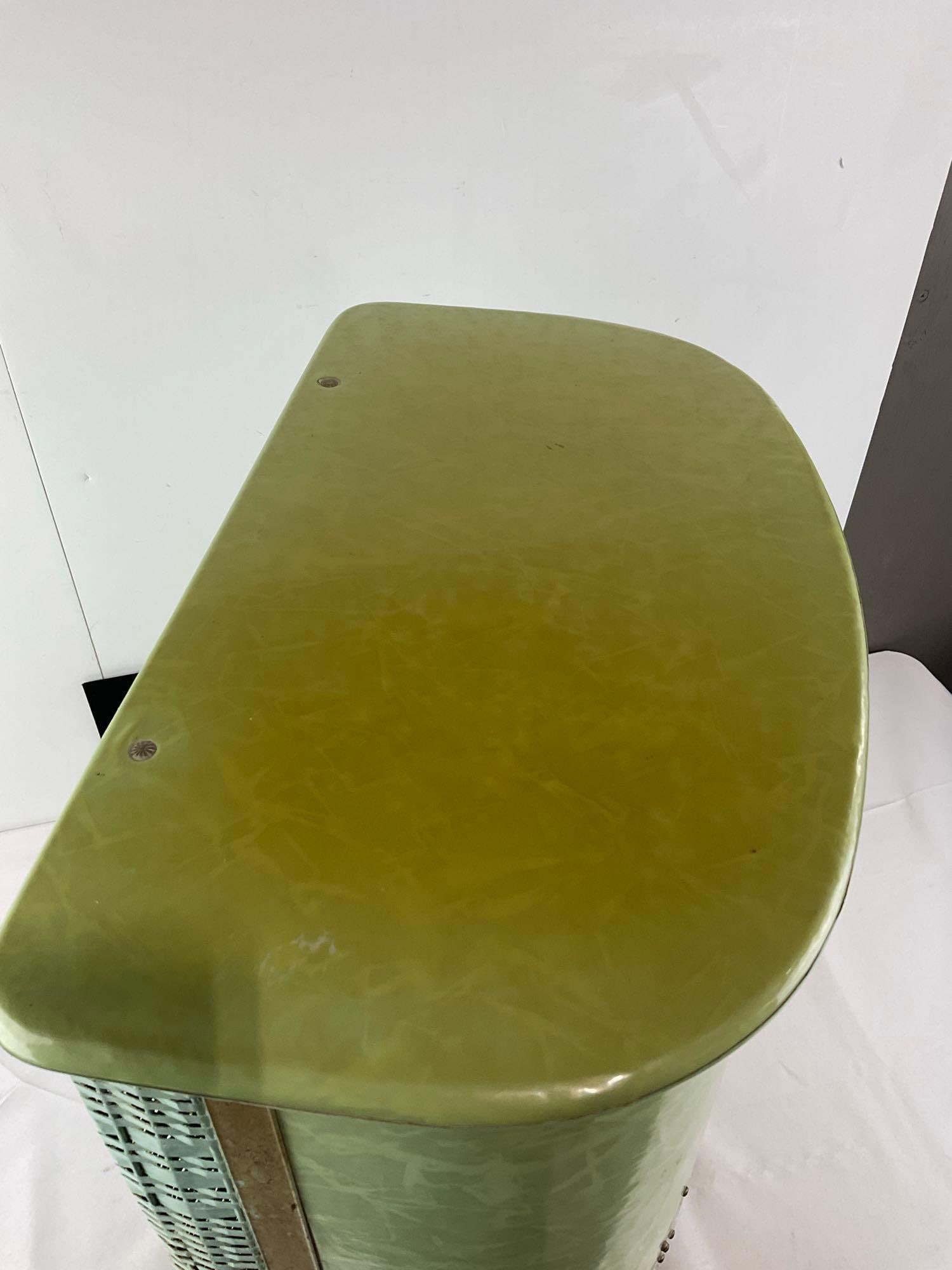 Rare Vintage 1950s Pearl Wick Fifi Poodle in Paris Laundry Hamper, Seafoam Green 26h x 22w x 13d " - 5