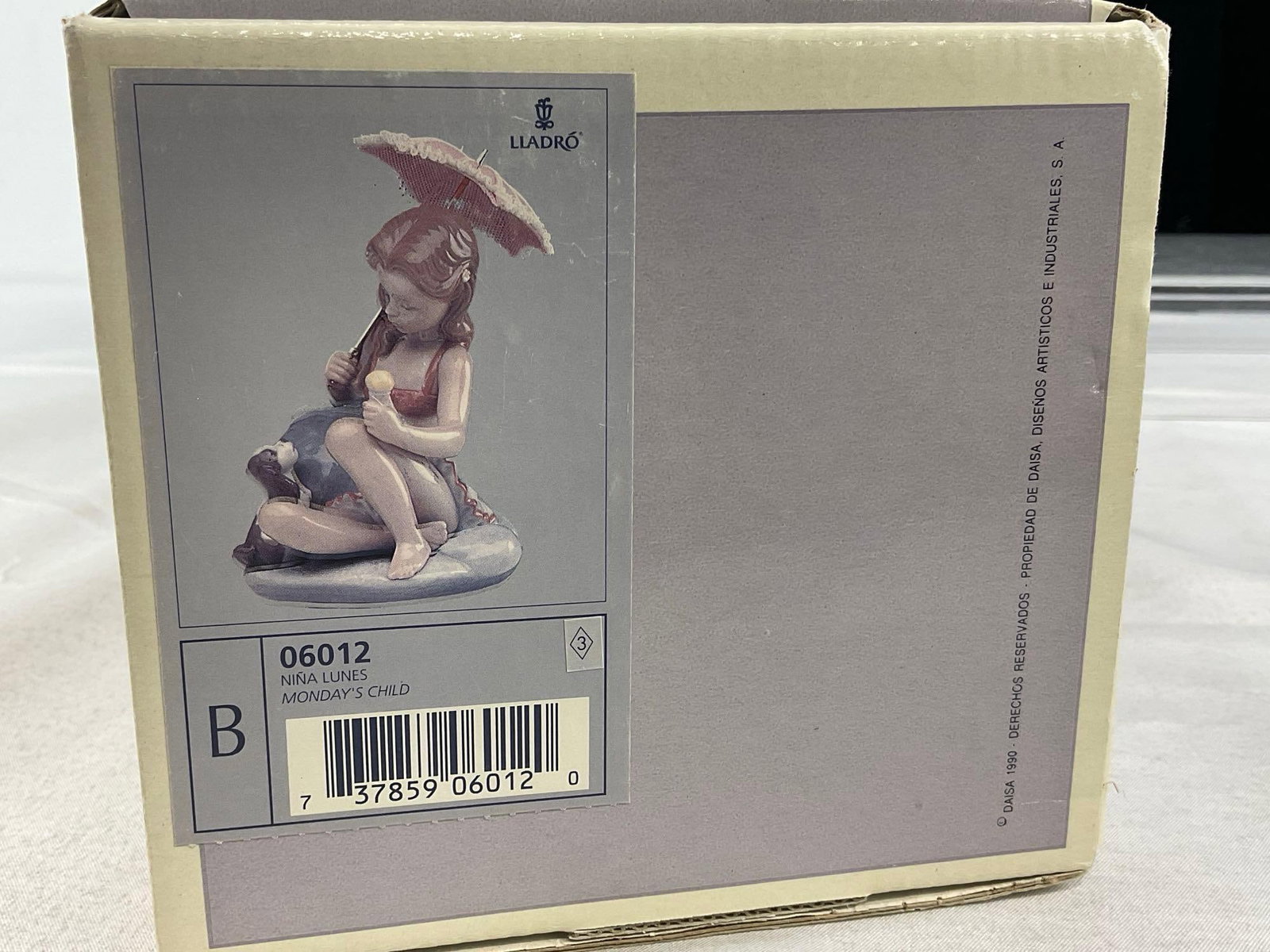 LLADRO Glazed Porcelain Figurine in box, #06012 Mondays Child, 8h x 5w x 4d inches - 8