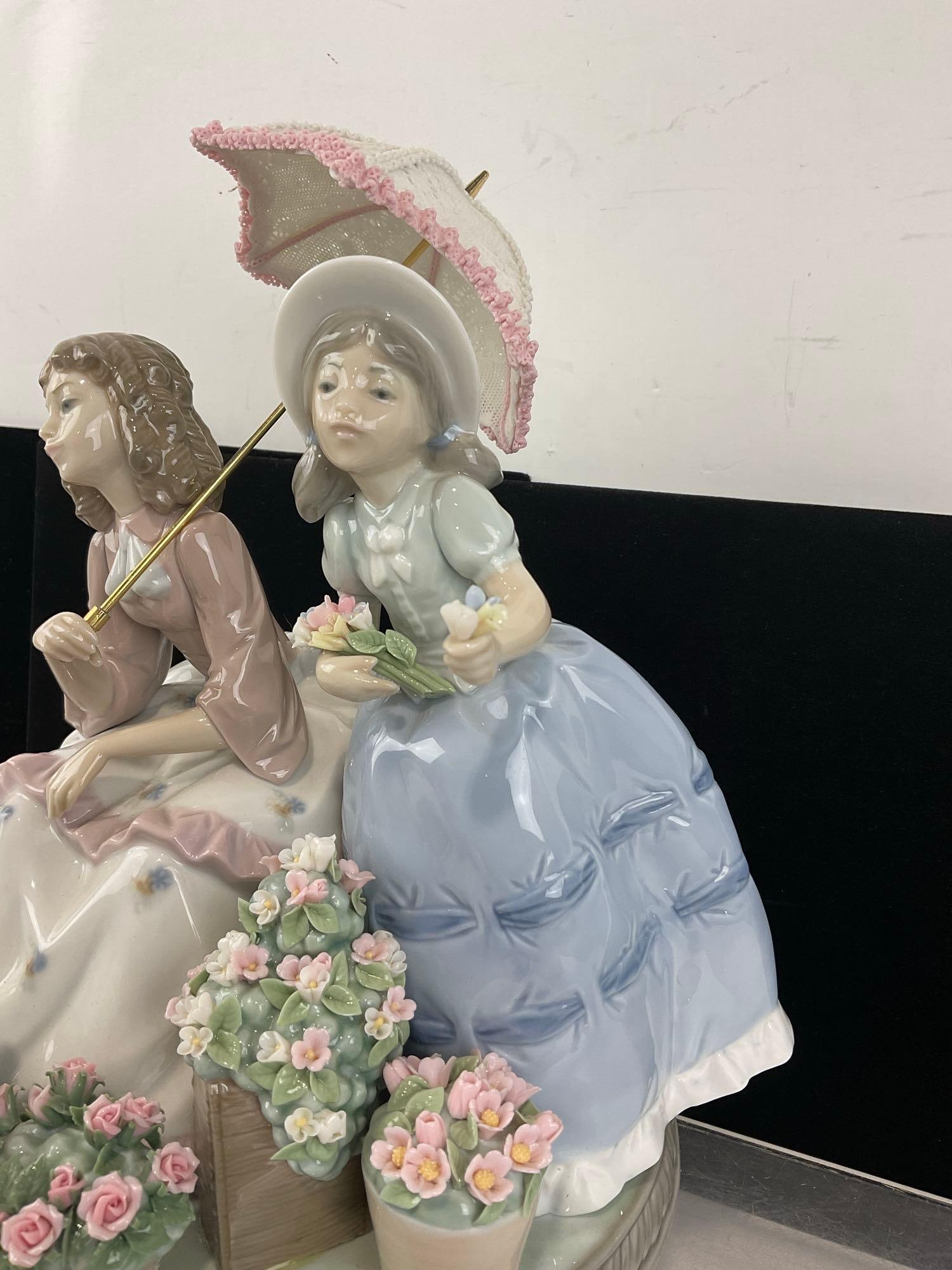 LLADRO Glazed Porcelain Figurine in box, #05537 Flowers For Sale, roughly 10x9x7 inches - 3