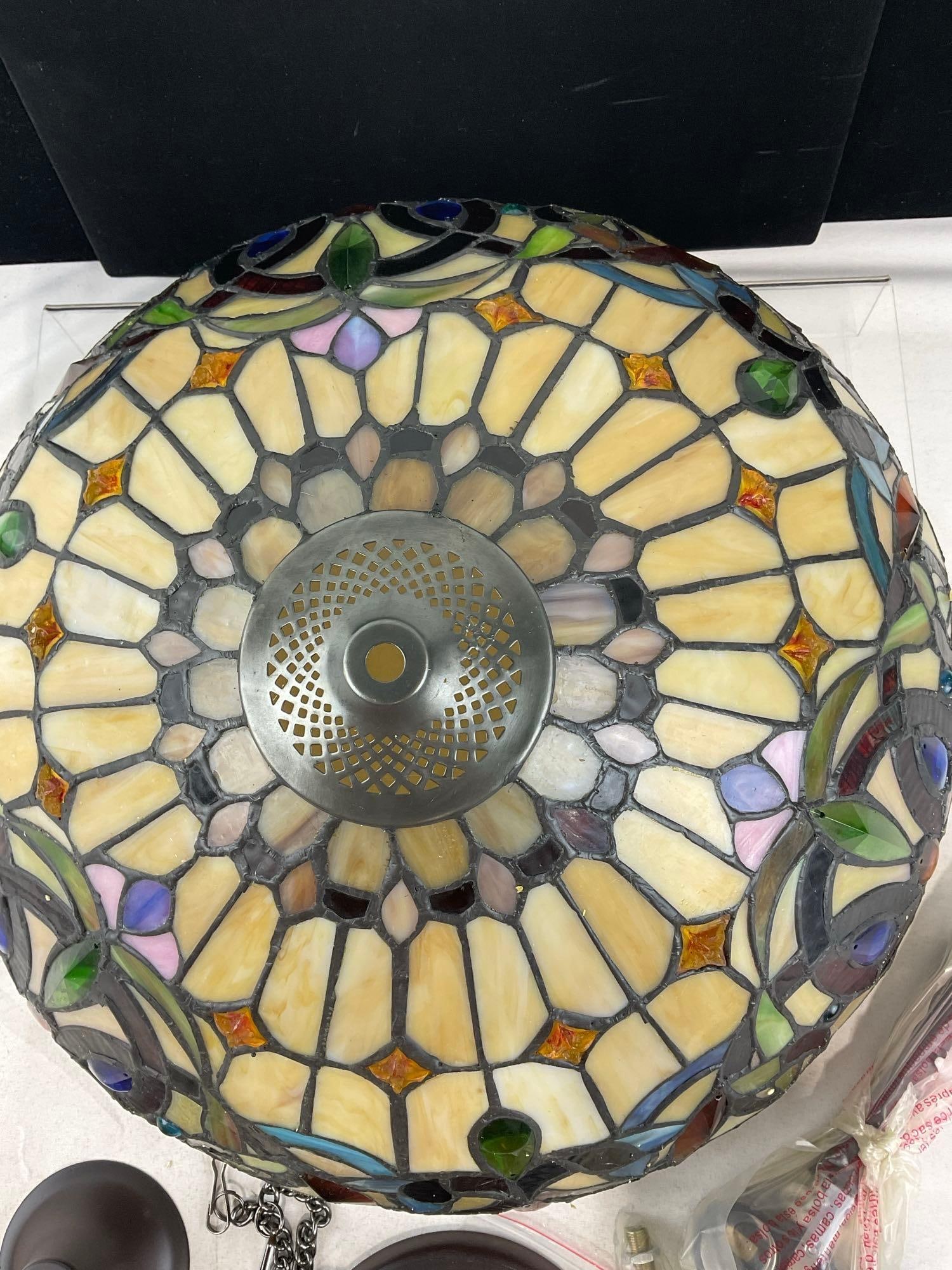 Chloe Lighting Inc Stained Glass Semi Flush Ceiling Lamp, Multicolor & Slag Glass, in box - 2