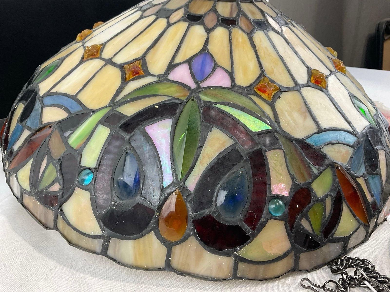 Chloe Lighting Inc Stained Glass Semi Flush Ceiling Lamp, Multicolor & Slag Glass, in box - 3