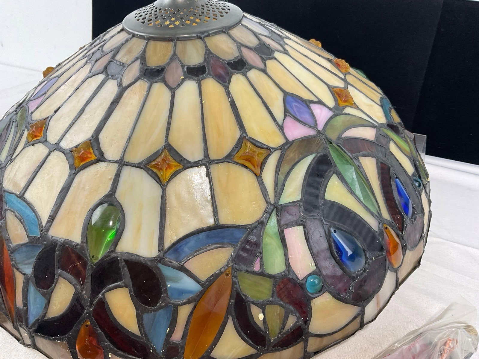 Chloe Lighting Inc Stained Glass Semi Flush Ceiling Lamp, Multicolor & Slag Glass, in box - 4