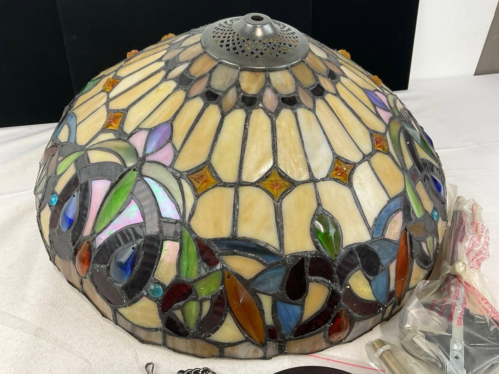 Chloe Lighting Inc Stained Glass Semi Flush Ceiling Lamp, Multicolor & Slag Glass, in box - 5