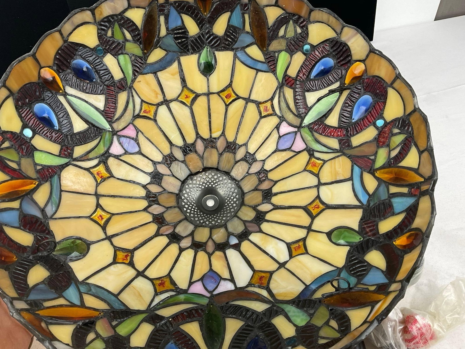Chloe Lighting Inc Stained Glass Semi Flush Ceiling Lamp, Multicolor & Slag Glass, in box - 6