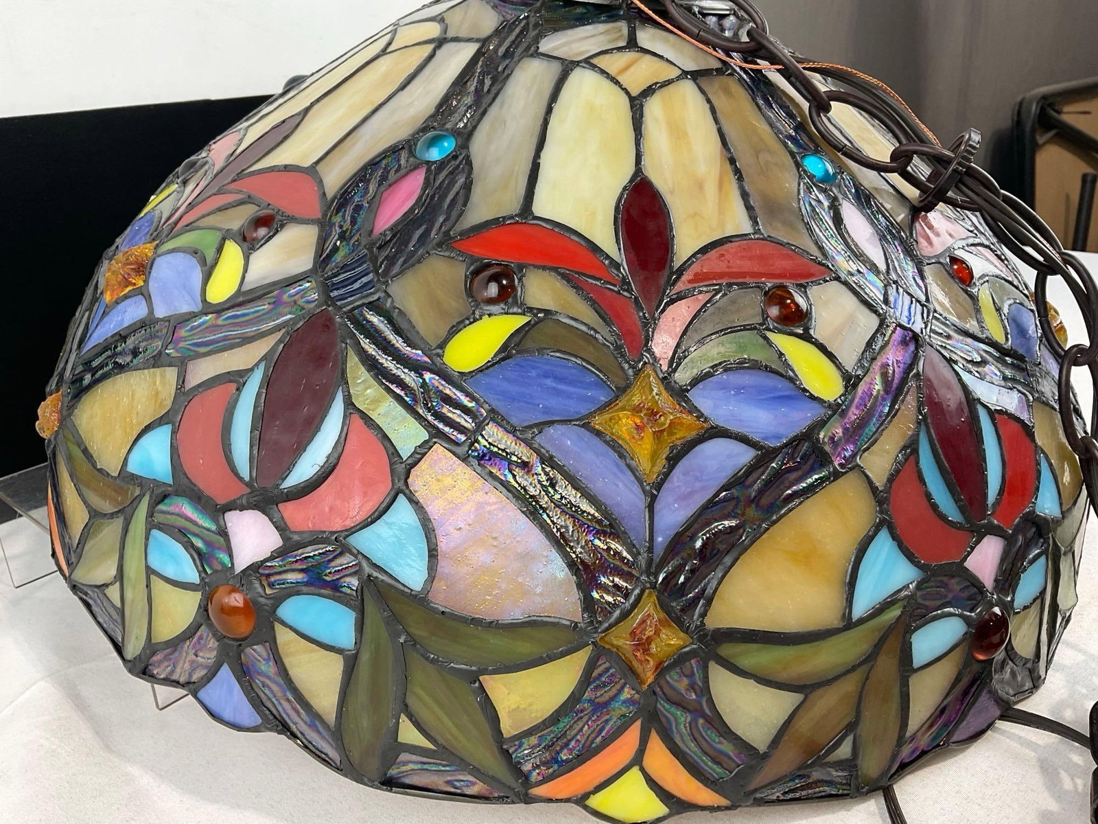 Chloe Lighting Inc Stained Glass Ceiling Hanging Swag Lamp, Multicolor & Slag Glass, in box - 2