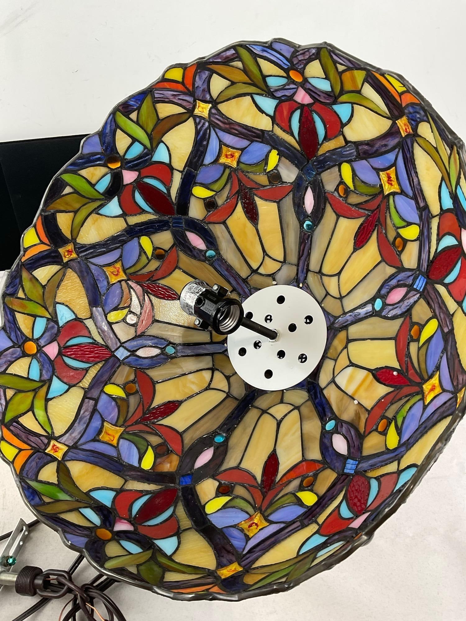 Chloe Lighting Inc Stained Glass Ceiling Hanging Swag Lamp, Multicolor & Slag Glass, in box - 5