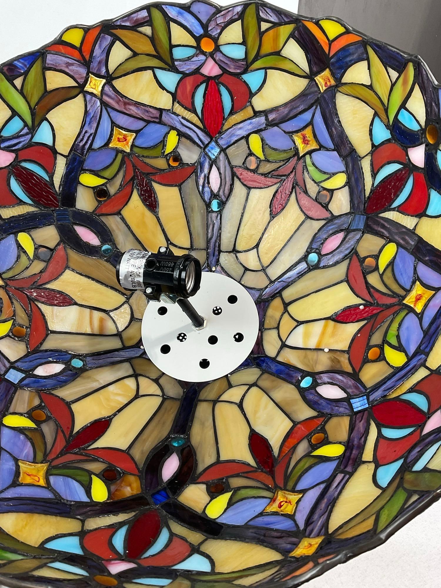 Chloe Lighting Inc Stained Glass Ceiling Hanging Swag Lamp, Multicolor & Slag Glass, in box - 6