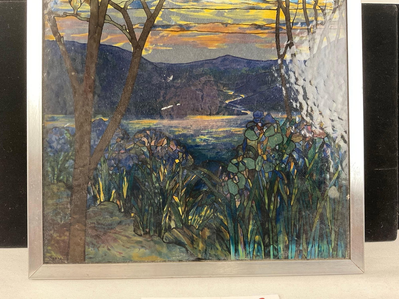 Reproduction of Louis Comfort Tiffany 1908 Magnolias & Irises Stained Galss marked MMA, 14x10 inc... - 3