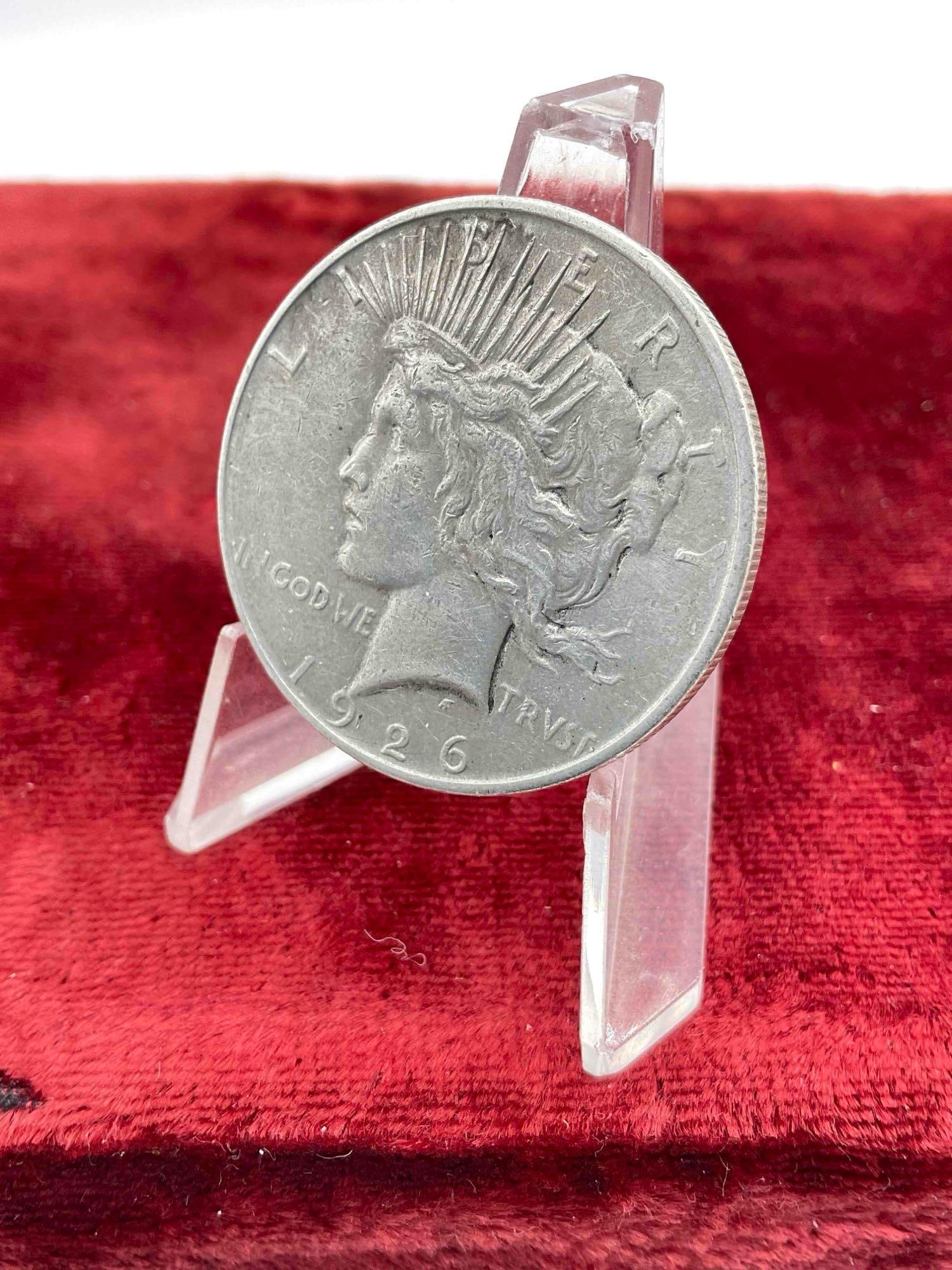 Antique 1926-D Silver Peace Dollar Coin. (1 of 2)