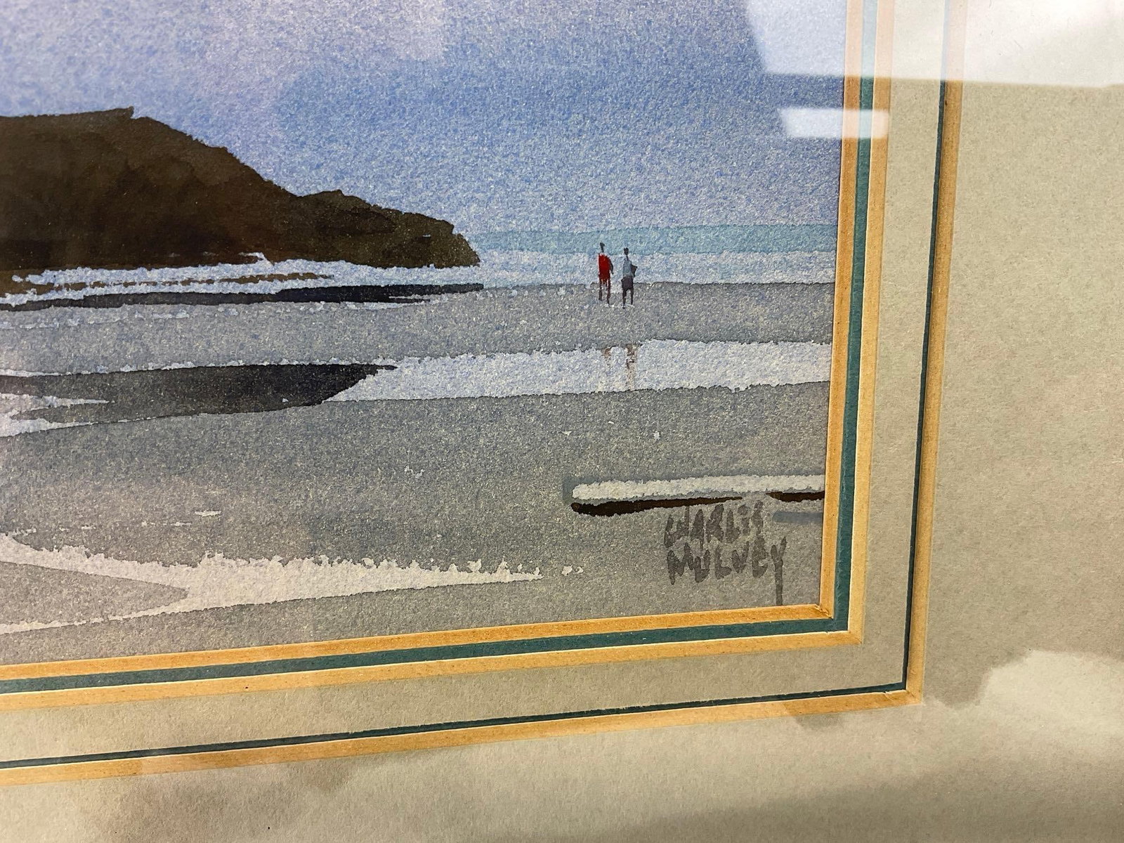 Framed Watercolor titled Beards Hollow Sundown by Charles Mulvey 1981, 15x17 inches - 4