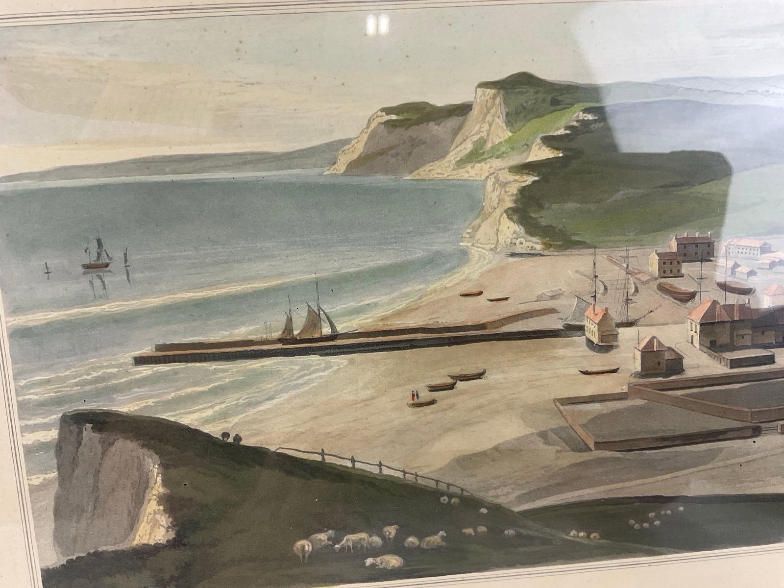 Framed Antique Print of Bridport Harbour, Dorset by English artist William Daniell (17691837) - 3